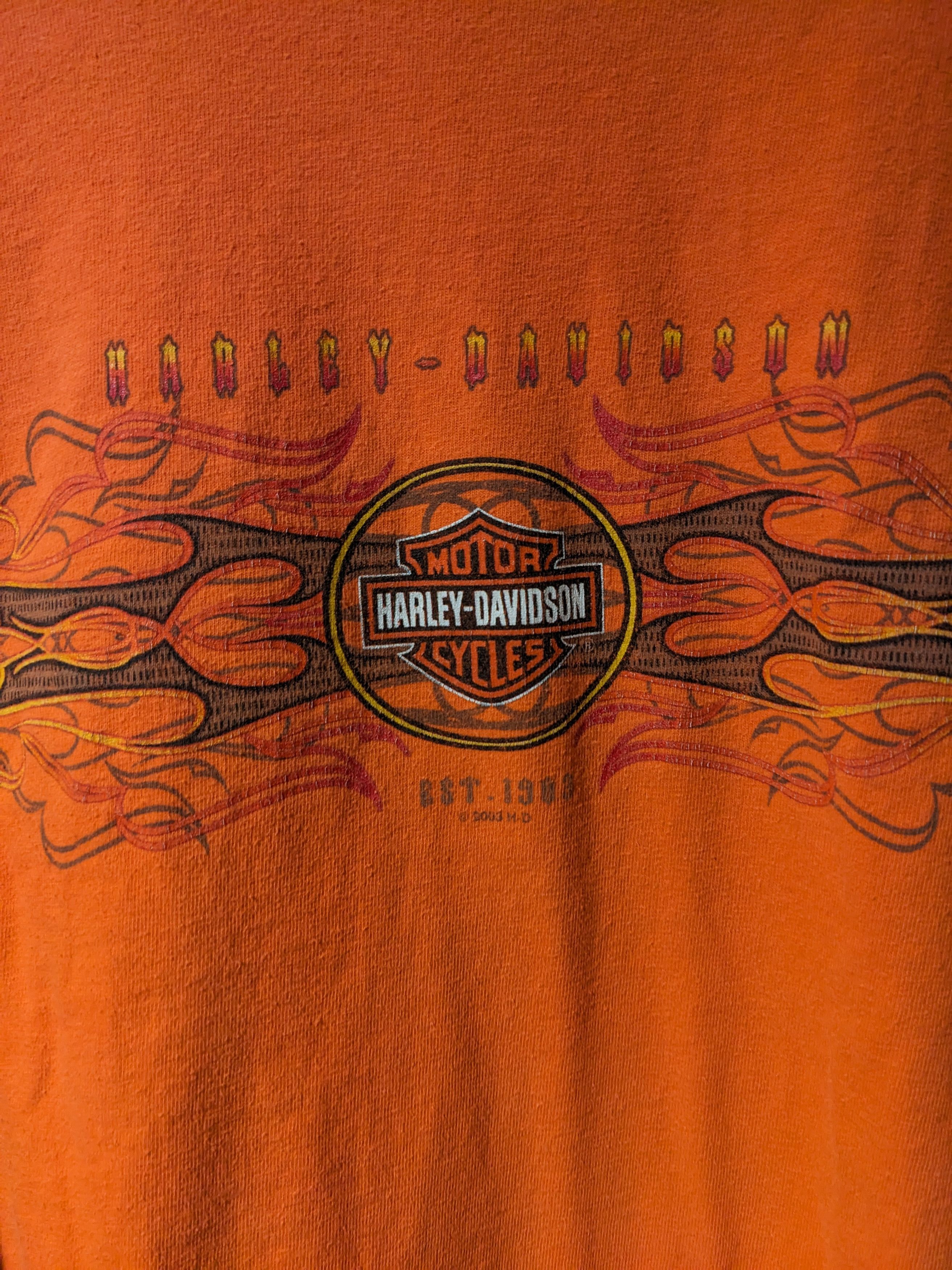 Harley Davidson × Vintage Vintage 2003 Harley Davidson Flames Long Sleeve T-Shirt Size US XL / EU 56 / 4 - 2 Thumbnail