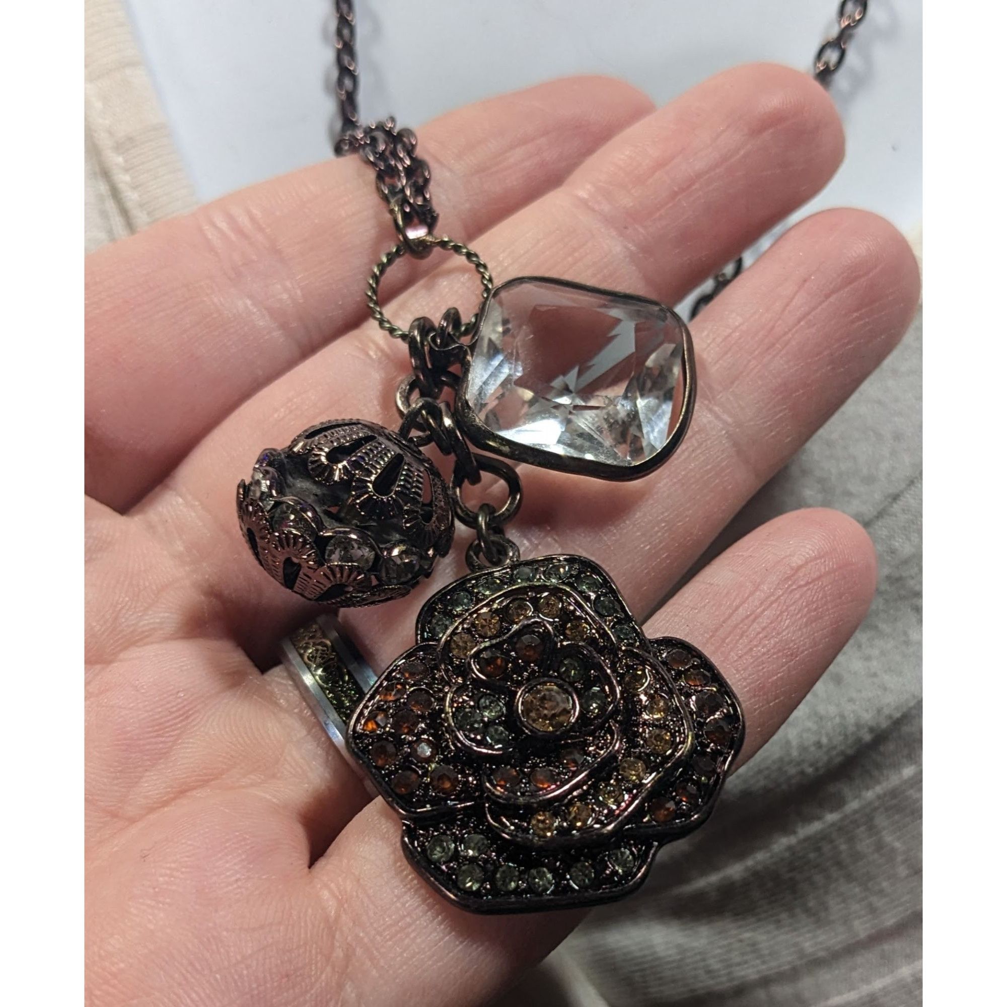 Other Steampunk Floral Gemmed Cluster Pendant Necklace Size ONE SIZE - 2 Thumbnail