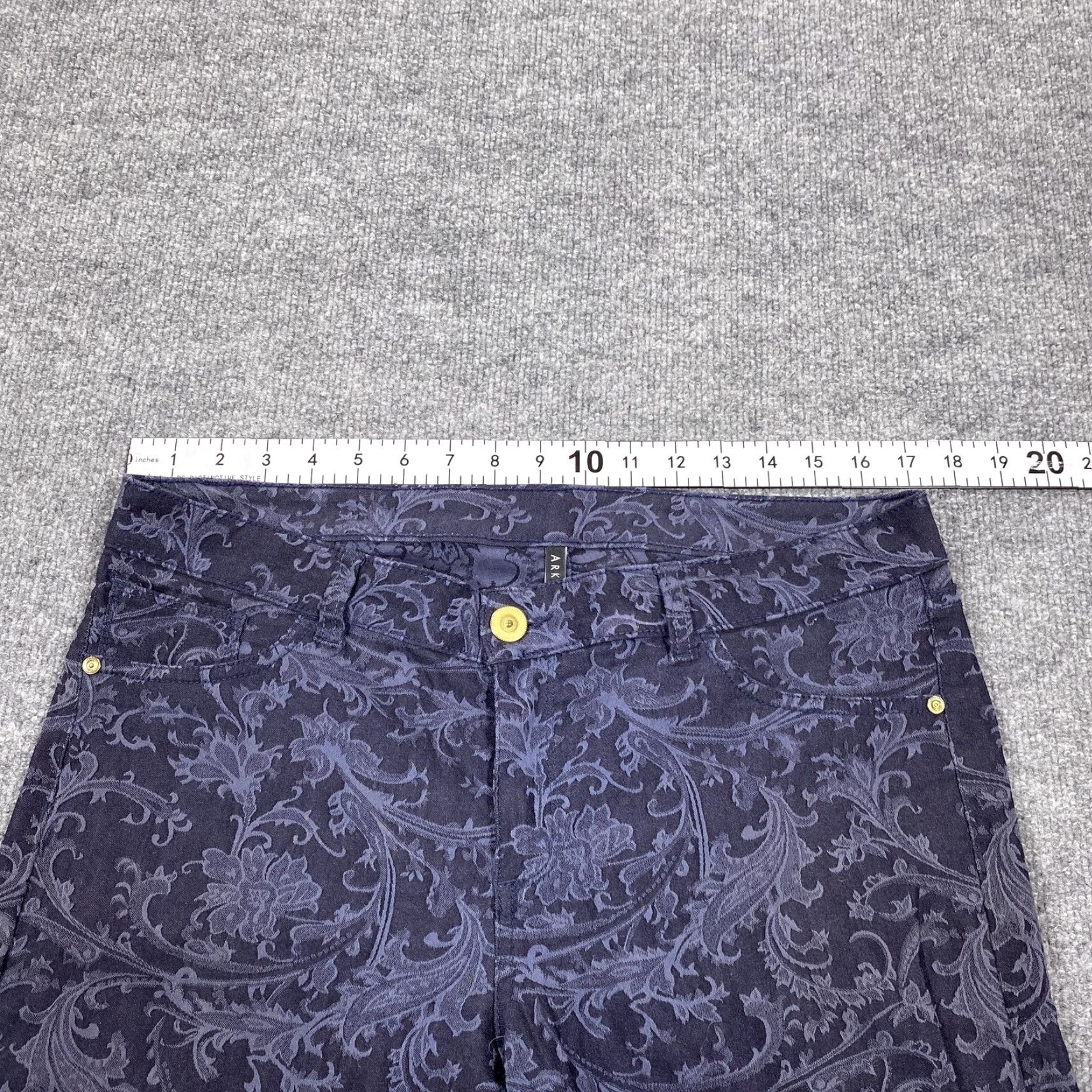 Vintage ARK Jeans Womens 14 Blue Dark Wash Skinny Ankle Zip Mid Rise Floral Denim 5-Pocket Womens Jeans Size 36" / US 14 / IT 50 - 3 Thumbnail