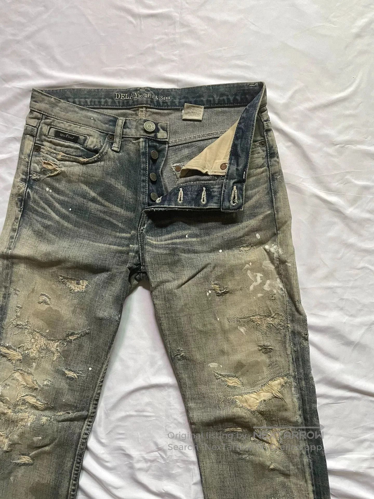 Japanese Brand delay by wins distressed denim jeans. Size US 26 / EU 42 - 1 Thumbnail