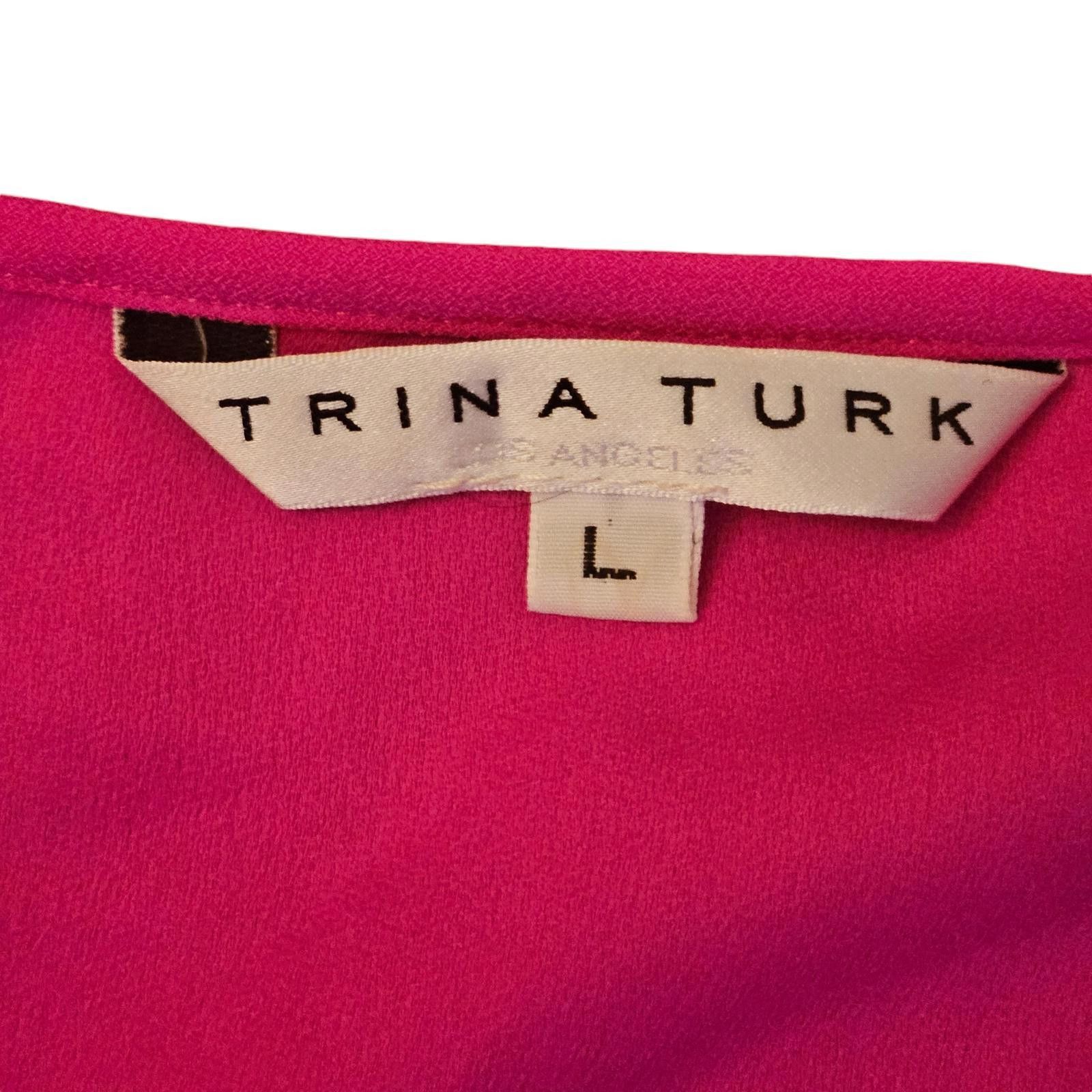 Designer Trina Turk Hot Pink Balloon Sleeve Blouse - Size L Size L / US 10 / IT 46 - 3 Thumbnail