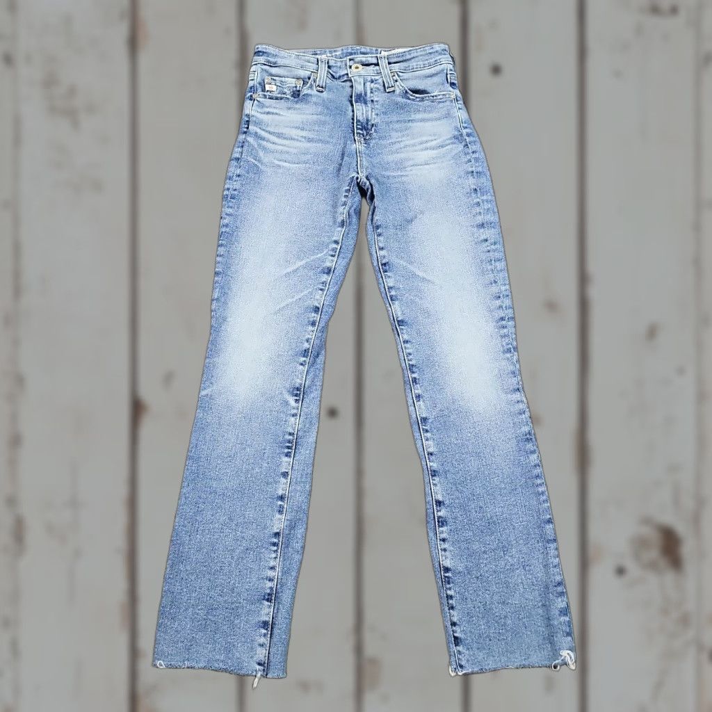 Vintage AG Adriano Goldschmied Jeans Womens 23 Crop High Straight Light Mari 23x26 Blue Cotton Spandex Denim Mexico Jeans " Size 40" / US 18 - 1 Thumbnail