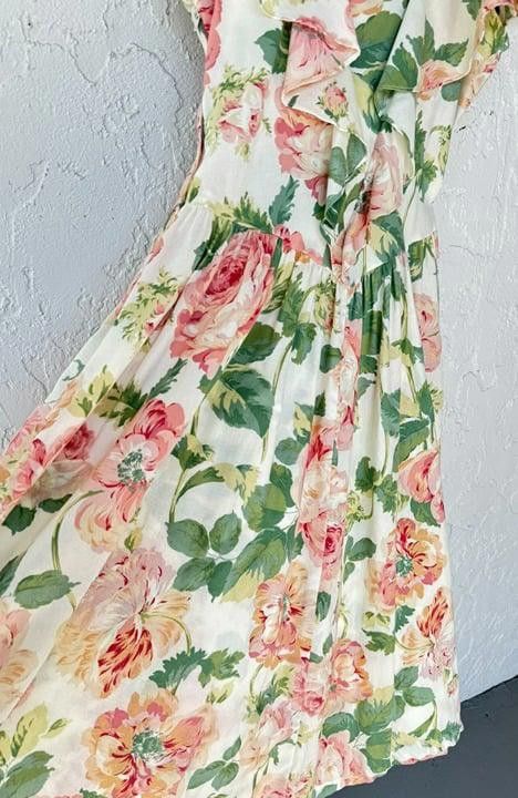Designer Vintage Floral Dress Size 12 Size L / US 10 / IT 46 - 2 Thumbnail