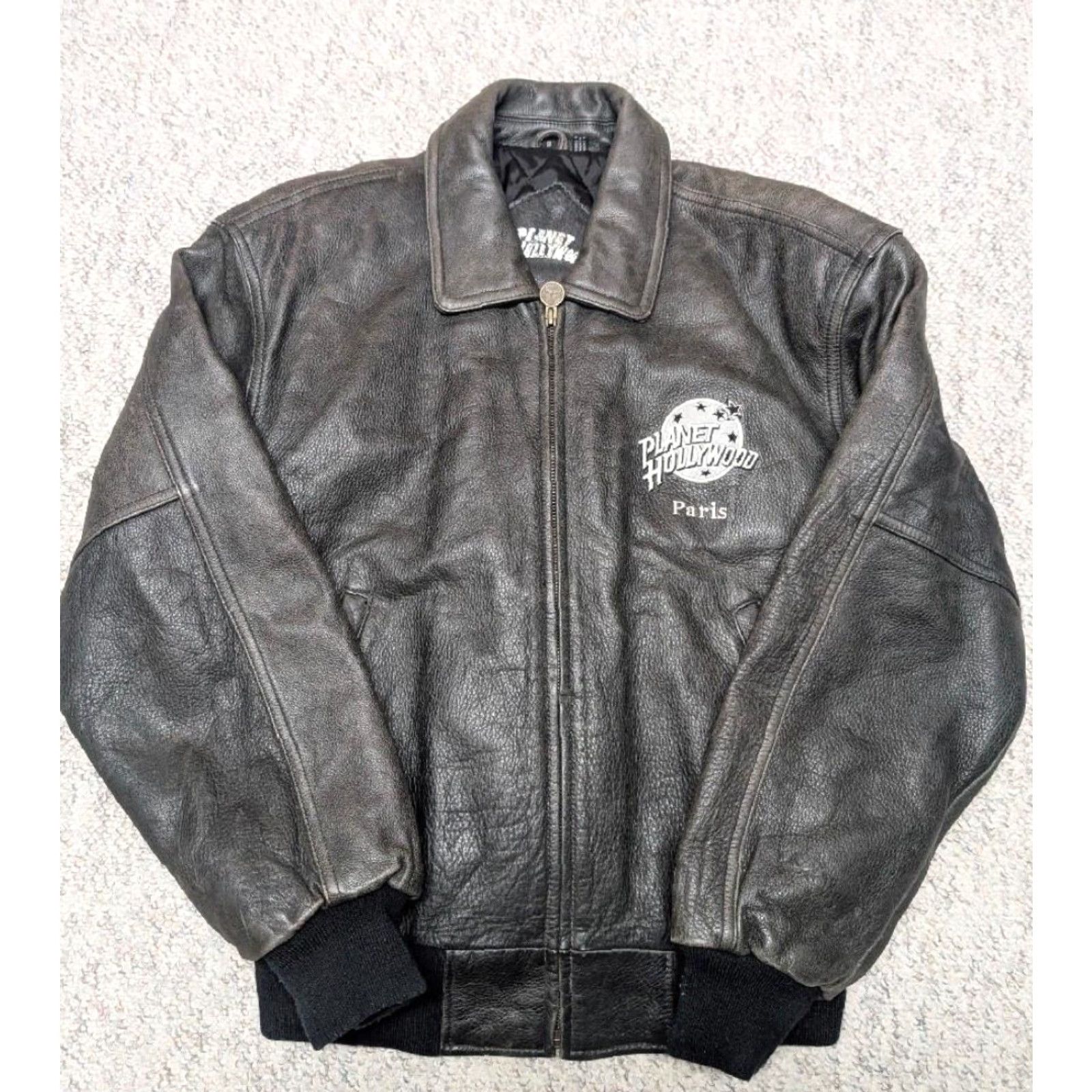 Planet Hollywood VINTAGE PLANET HOLLYWOOD bomber jacket Leather S Mens Black 1990s Paris Size US S / EU 44-46 / 1 - 3 Thumbnail
