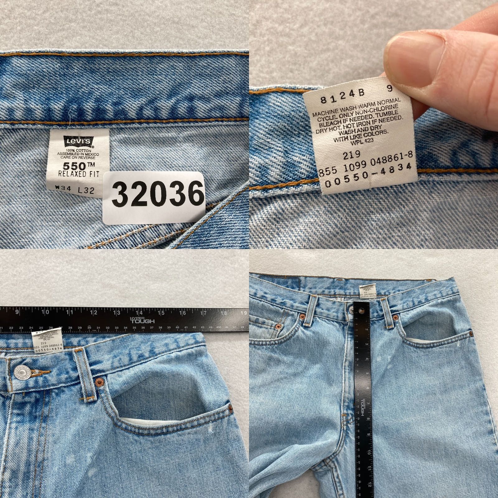 Levi's Vintage Levi's 550 Jeans Mens 34x32 Relaxed Fit Tapered Leg Blue Denim 1999 Y2K Size US 34 / EU 50 - 8 Thumbnail