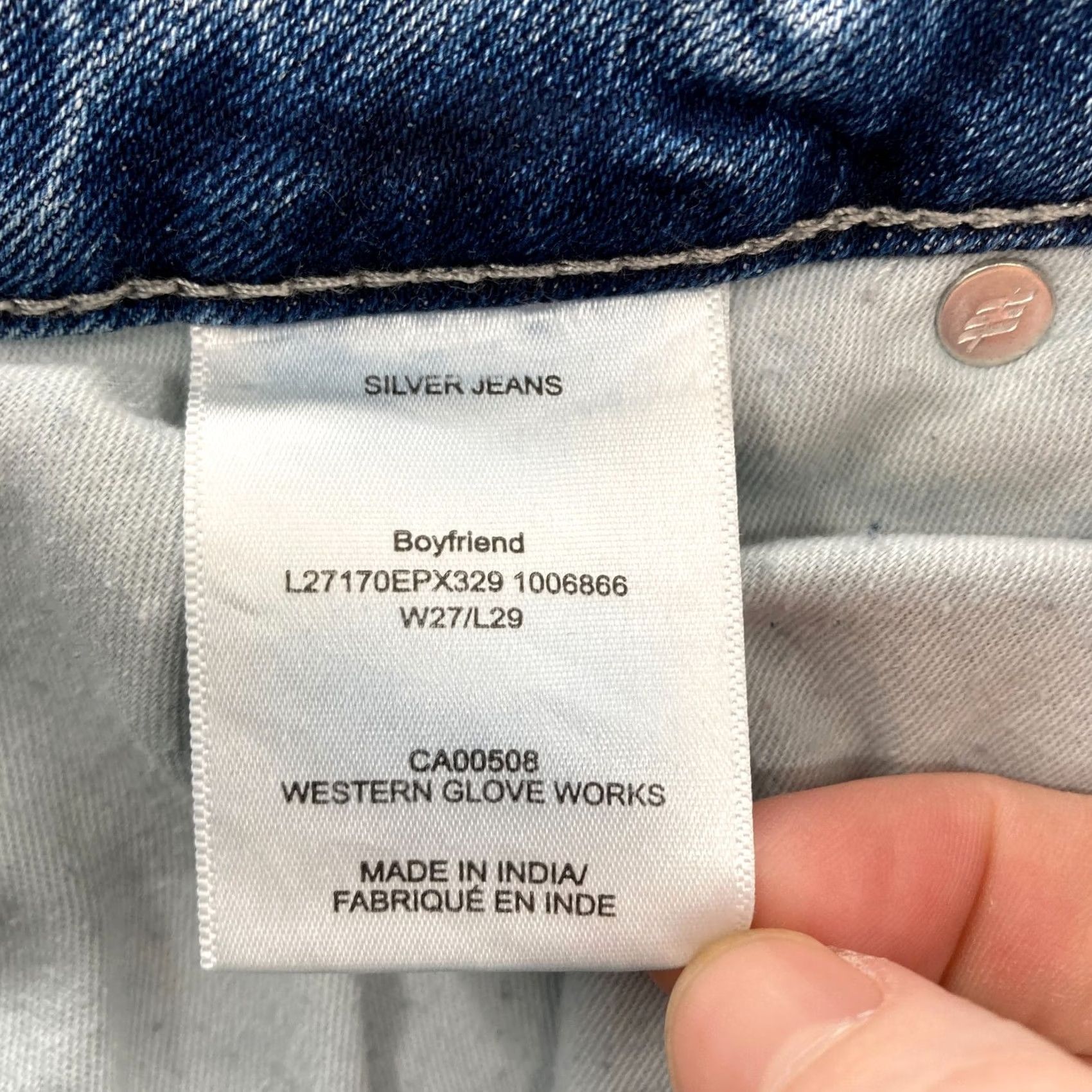Silver Jeans Co. Silver Jeans Women's Boyfriend Blue Stretch Denim Distressed Grunge Rock 27x29 Jeans Size 26" / US 2 / IT 38 - 7 Thumbnail