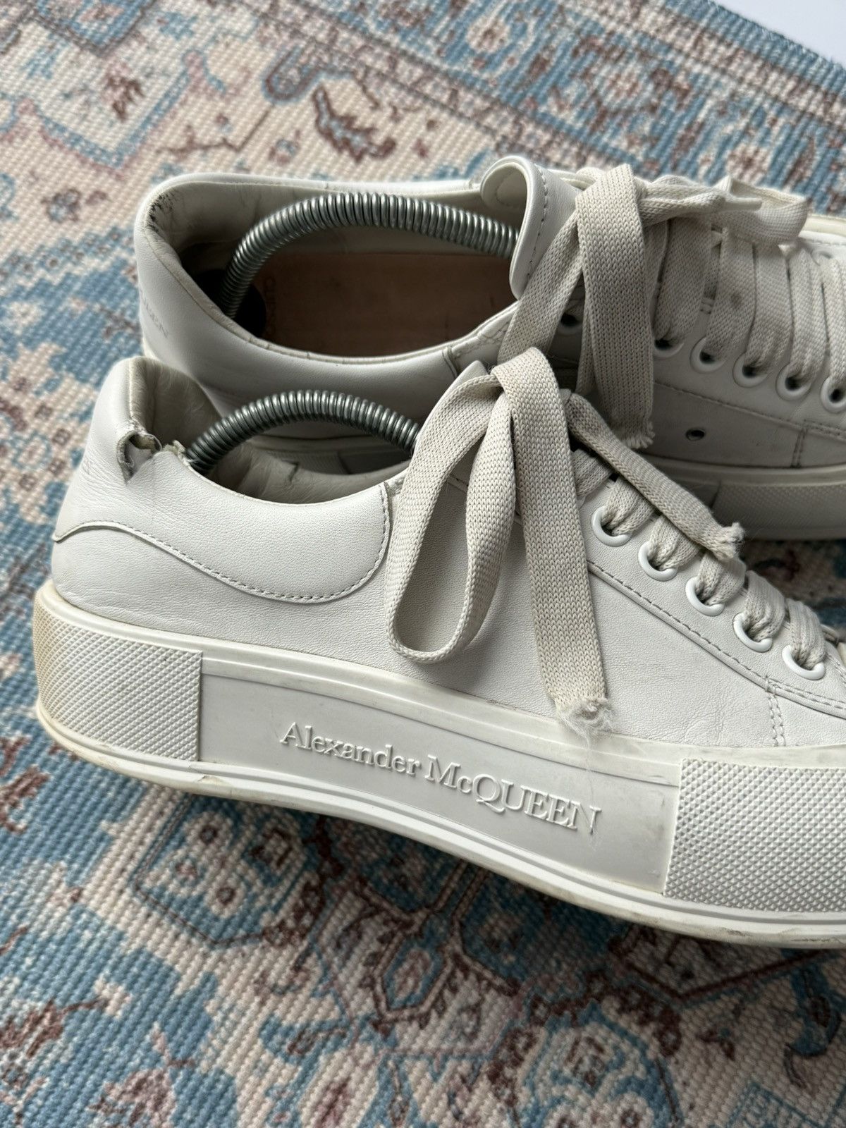 Alexander McQueen Alexander McQueen Deck Lace-Up Plimsoll Leather Shoes Sz43,5 Size US 10.5 / EU 43-44 - 3 Thumbnail