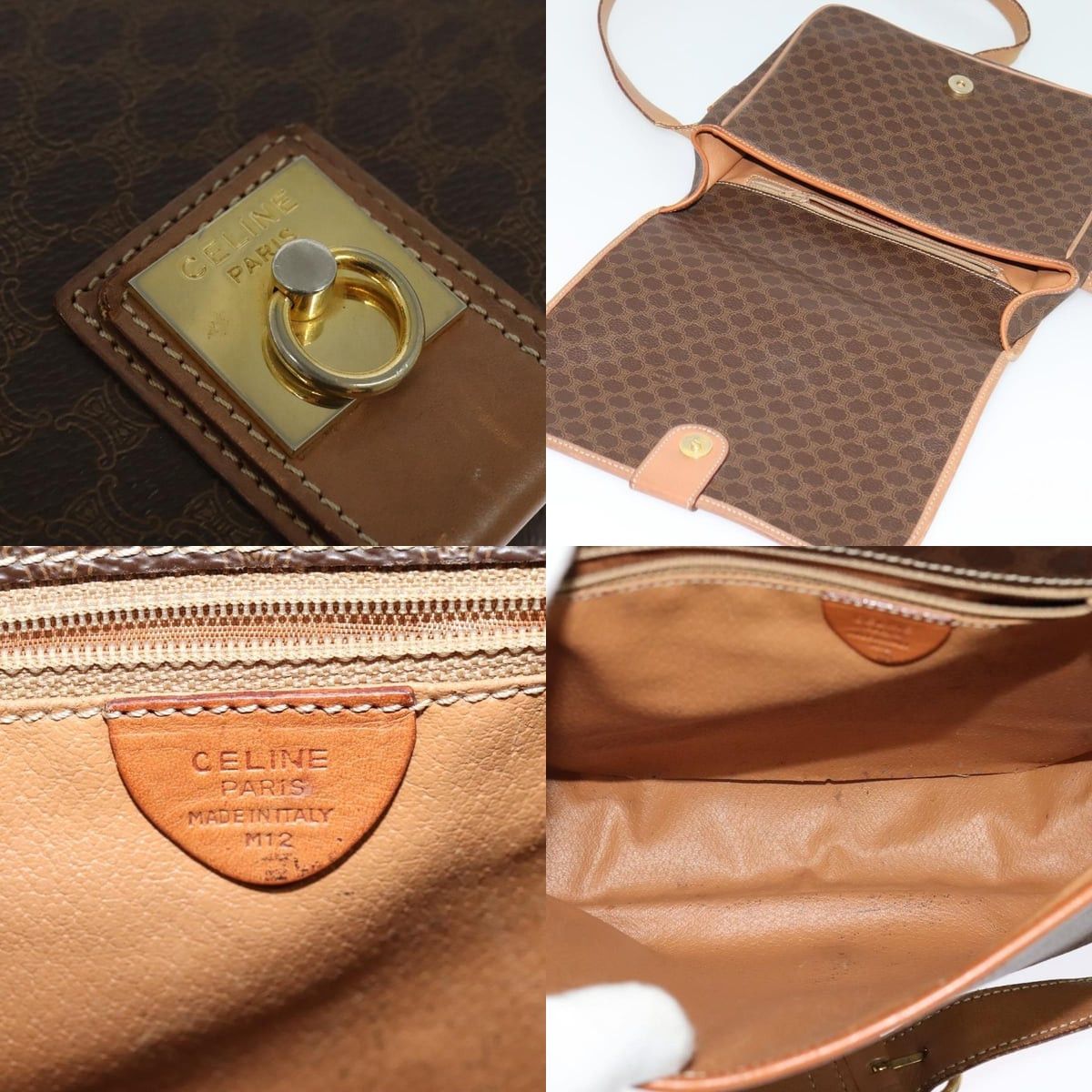 Celine CELINE Macadam Canvas Shoulder Bag Pvc Leather Brown Gold Size ONE SIZE - 11 Thumbnail