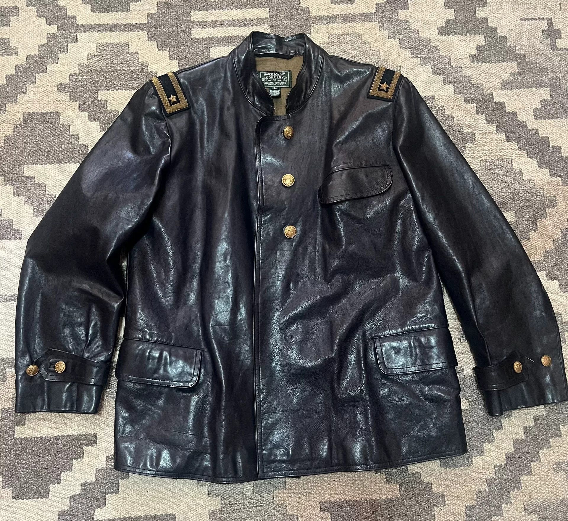 RRL Ralph Lauren Ralph Lauren Vintage Navy Leather Vest Size US L / EU 52-54 / 3 - 1 Thumbnail