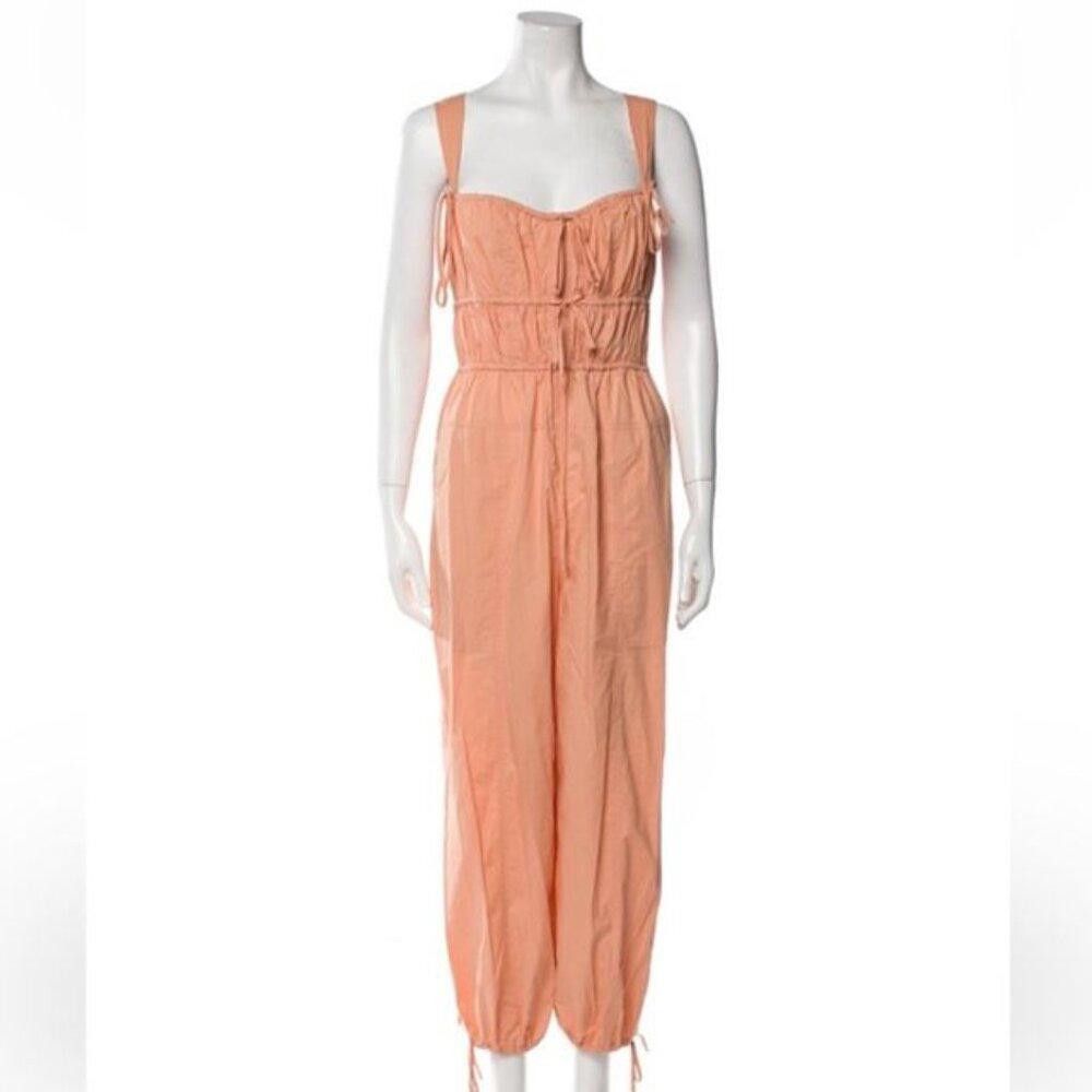 Designer Ulla Johnson Orange Cotton Tatum Drawstring Jumpsuit Size 28" / US 6 / IT 42 - 4 Thumbnail