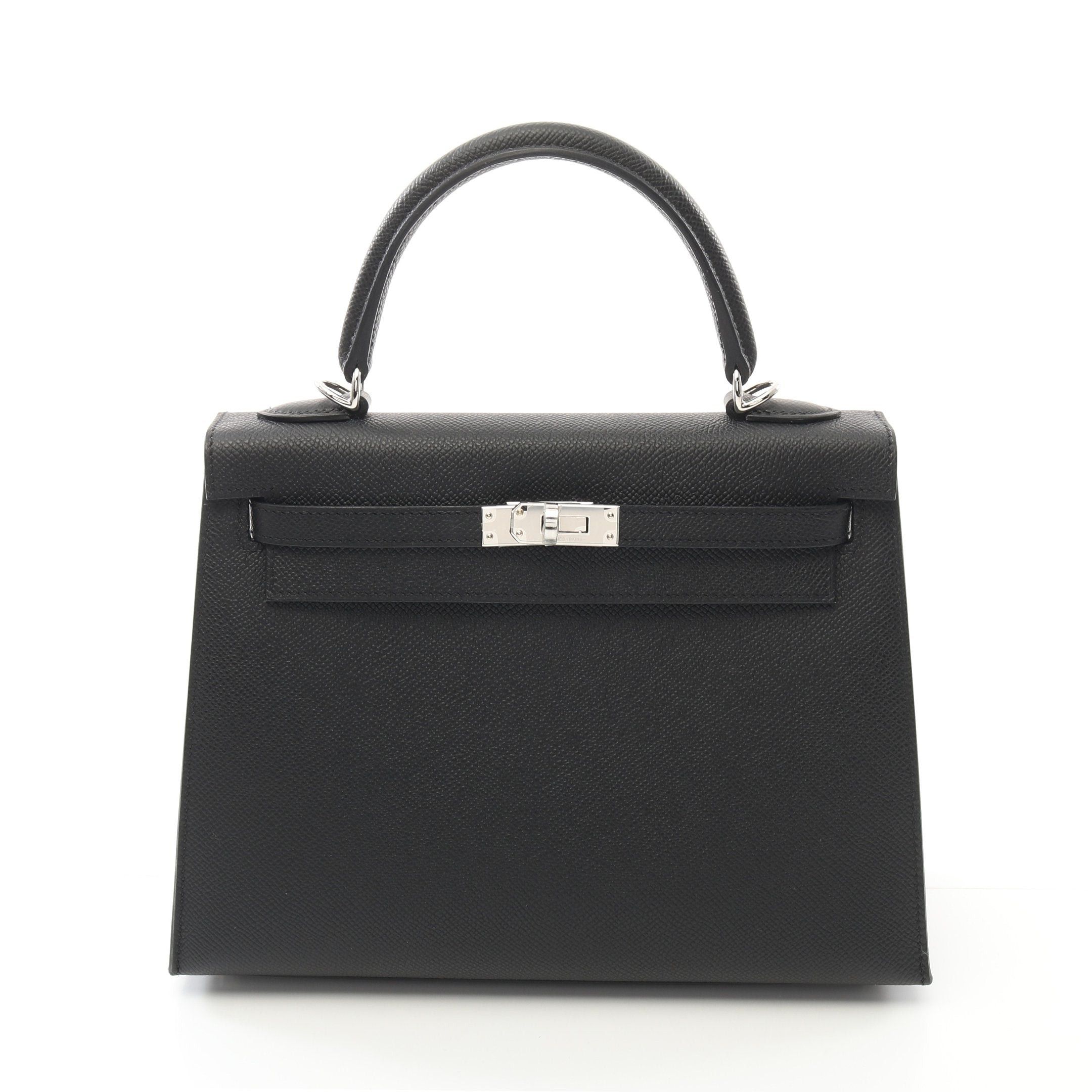 Hermes Hermes Kelly 25 Handbag Veau Epsom Black Silver Hardware Outside Sewing Double Engraved Size ONE SIZE - 1 Thumbnail