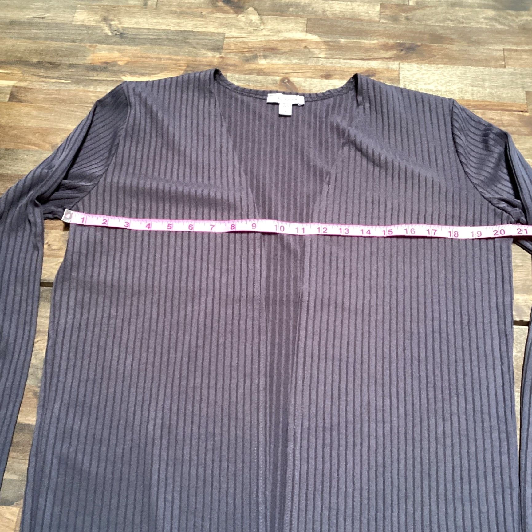 Topshop Topshop Cardigan Women M 8-10 Gray Stripe Rib Open Front Duster Knit Lightweight Casual Size M / US 6-8 / IT 42-44 - 4 Thumbnail