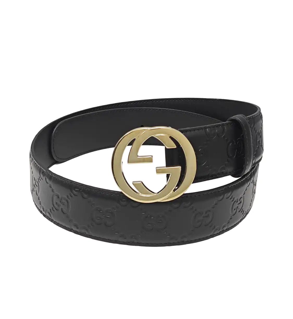 Gucci GUCCI black leather GG plate buckle Men's belt long 96 cm wide 3.5 cm Size ONE SIZE - 1 Thumbnail