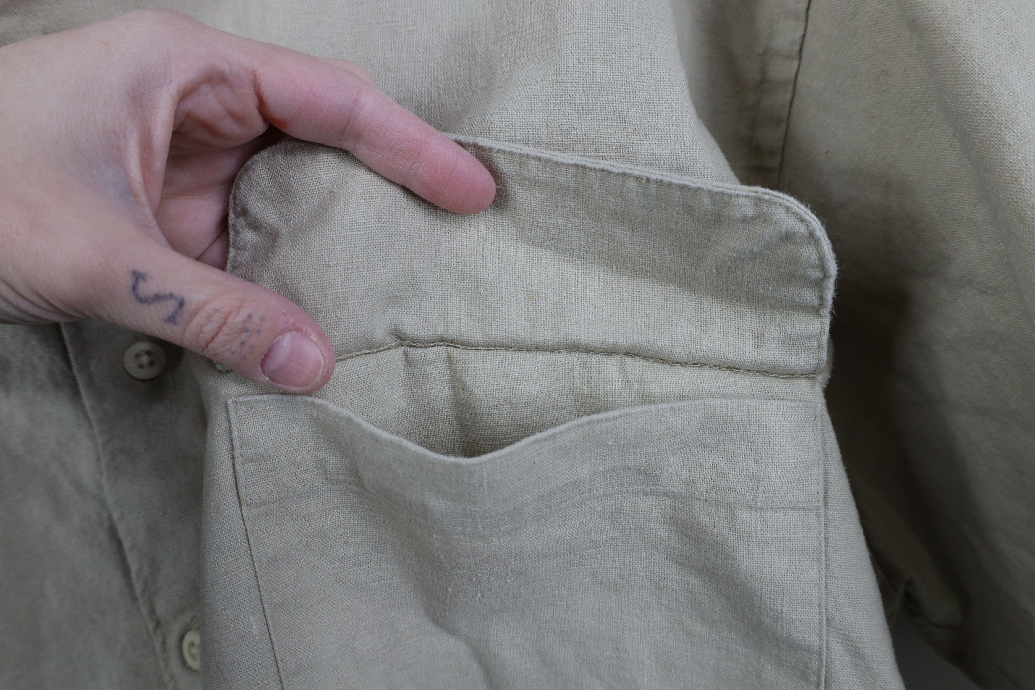 Vintage Vintage 90s Streetwear Heavy Linen Short Sleeve Button Shirt Size US L / EU 52-54 / 3 - 7 Thumbnail