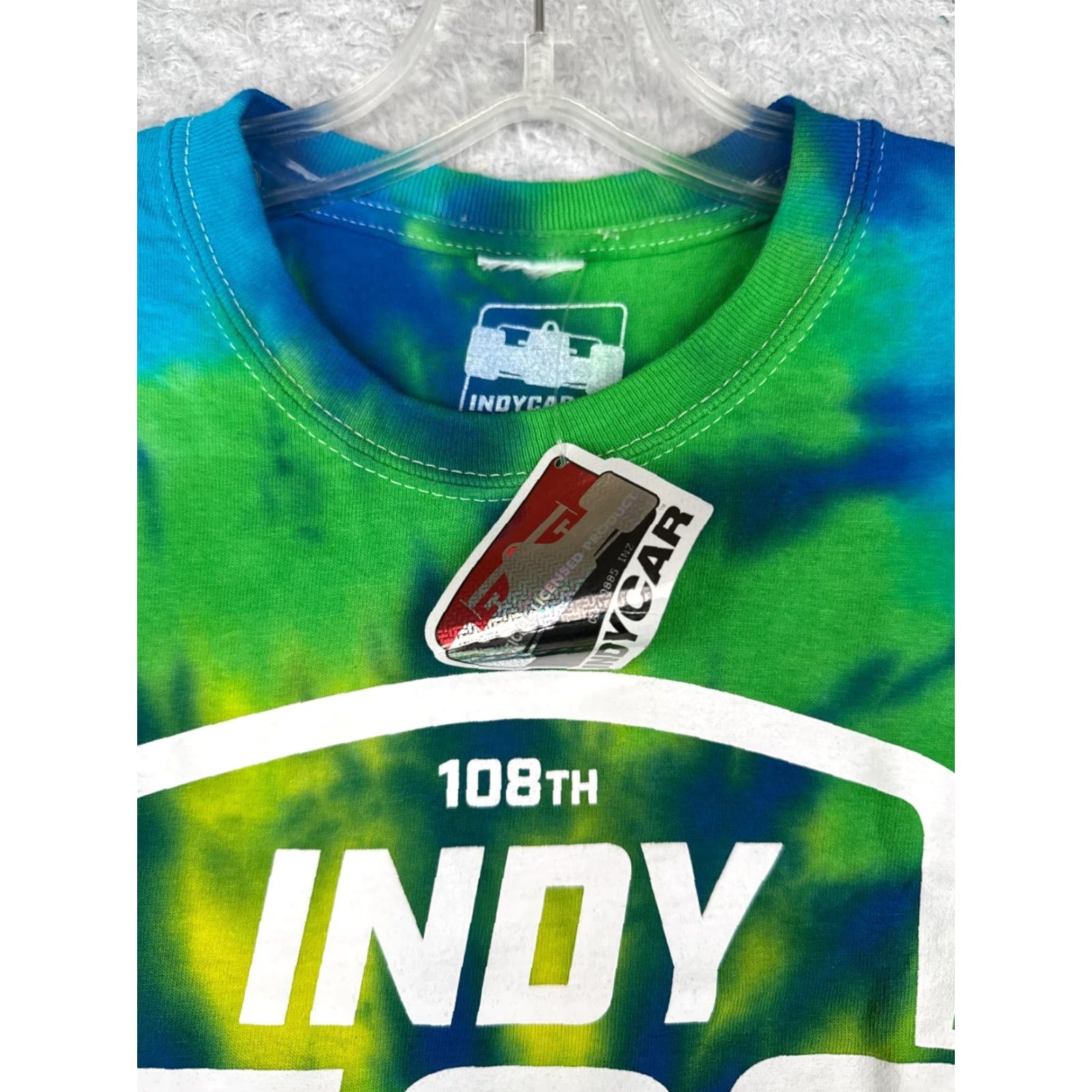 Vintage Indy 500 Indycar Shirt Adult Medium Green Blue Tie Dye 108th 100% Cotton Size US M / EU 48-50 / 2 - 7 Thumbnail