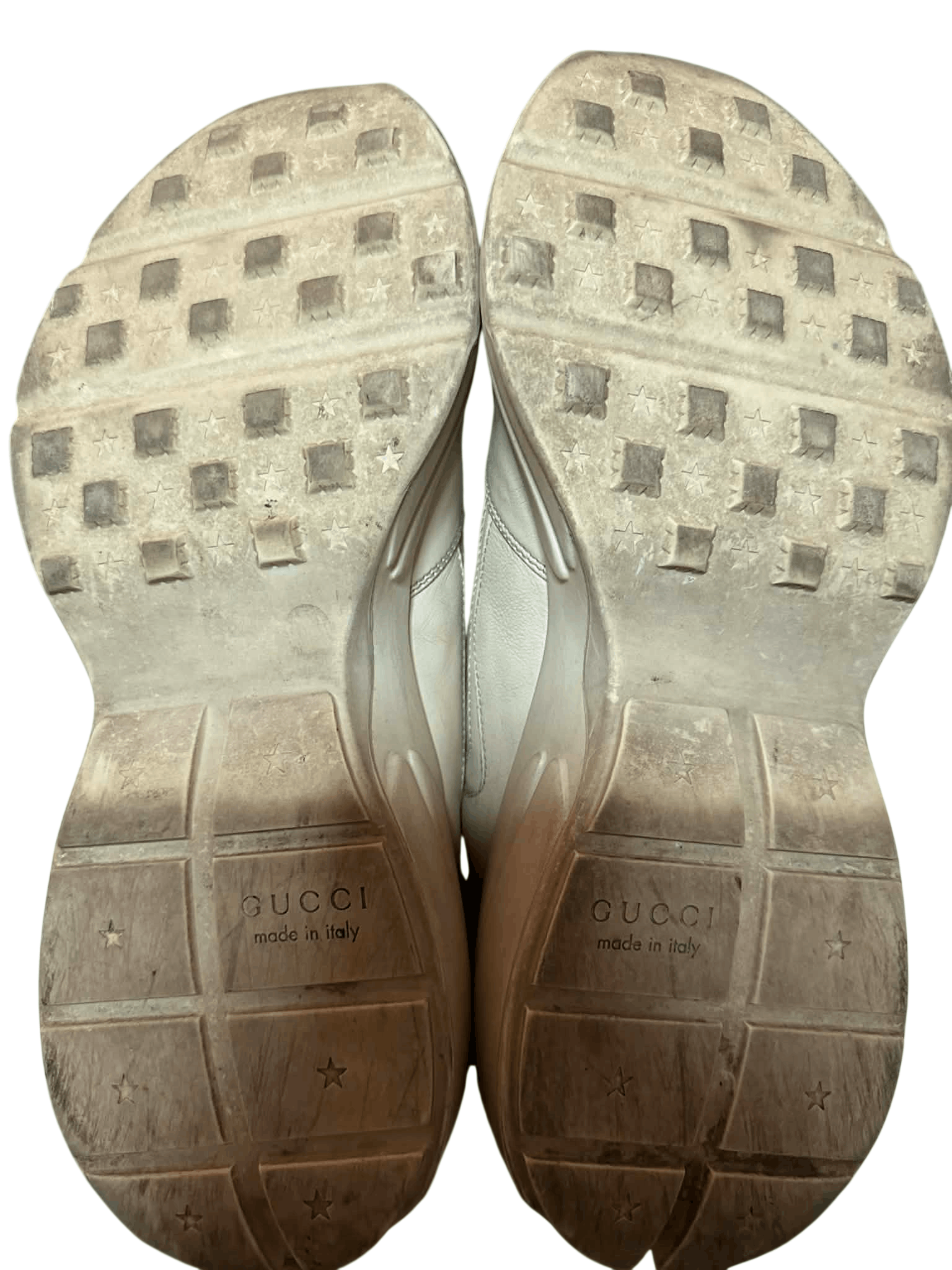 Gucci Gucci Rhyton Sneakers Ivory Distressed Leather Size US 12.5 / EU 45-46 - 2 Thumbnail