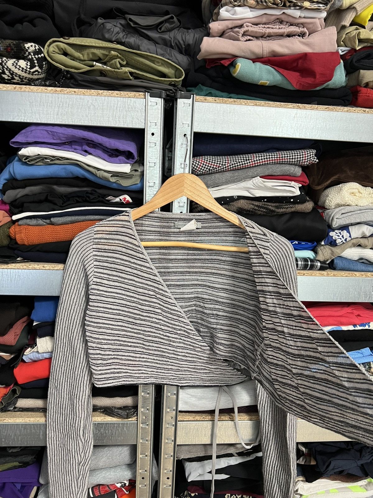 Sarah Pacini Sarah Pacini Boho Wrap Cardigan Light Knit Top Italy Striped Size ONE SIZE - 4 Thumbnail