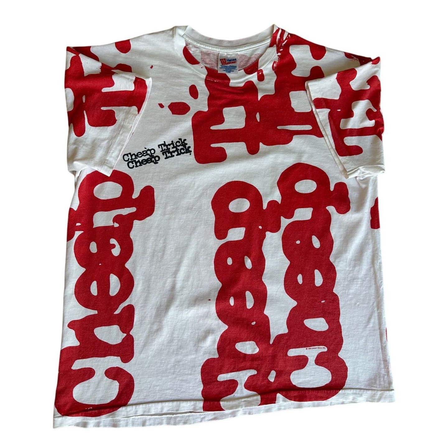 image of Hanes Vintage 1993 Cheap Trick All Over Print in White, Men's (Size XL)
