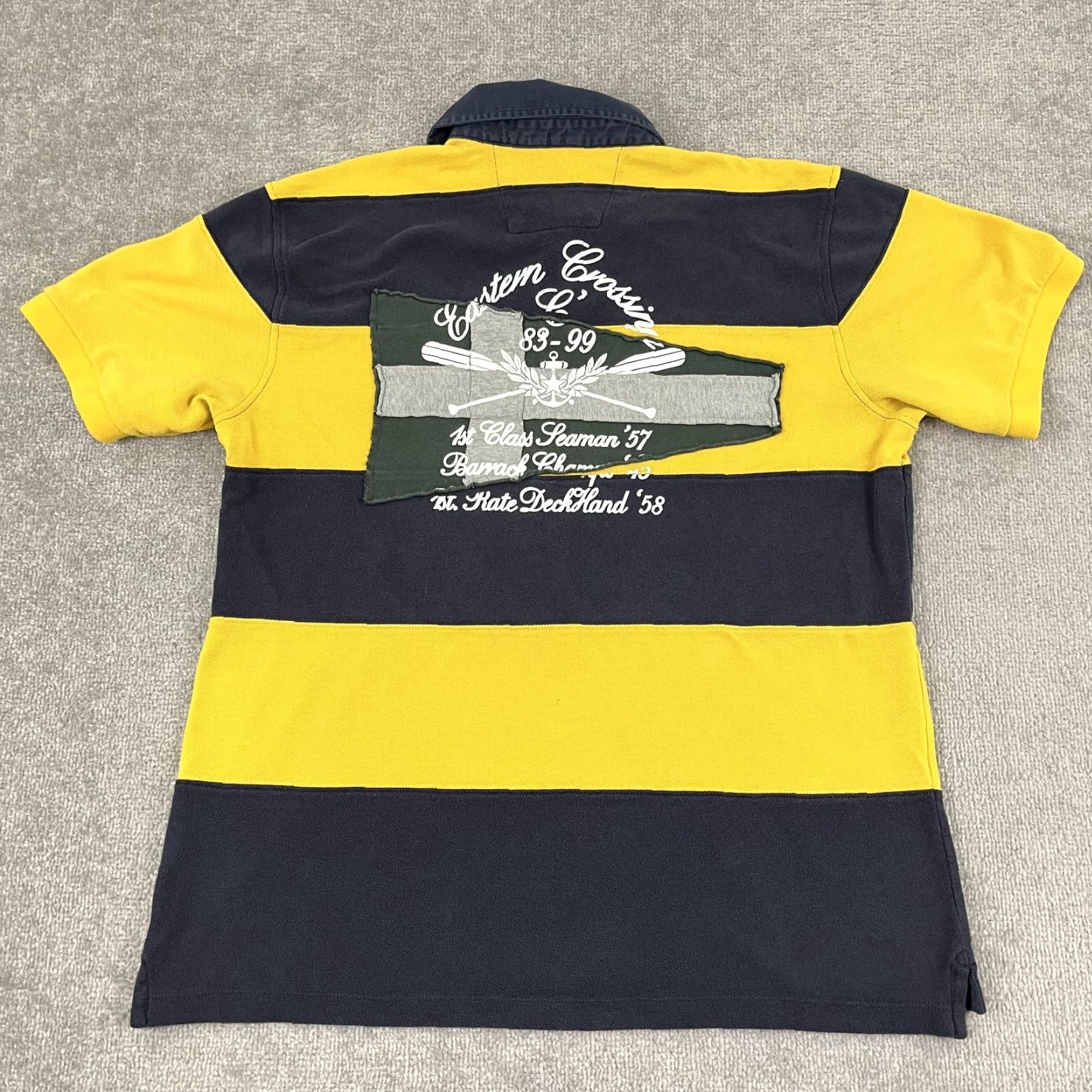Nautica Nautica Rugby Polo Shirt Mens XL Blue Yellow Striped Embroidered Logo Classic Preppy Size US XL / EU 56 / 4 - 2 Thumbnail