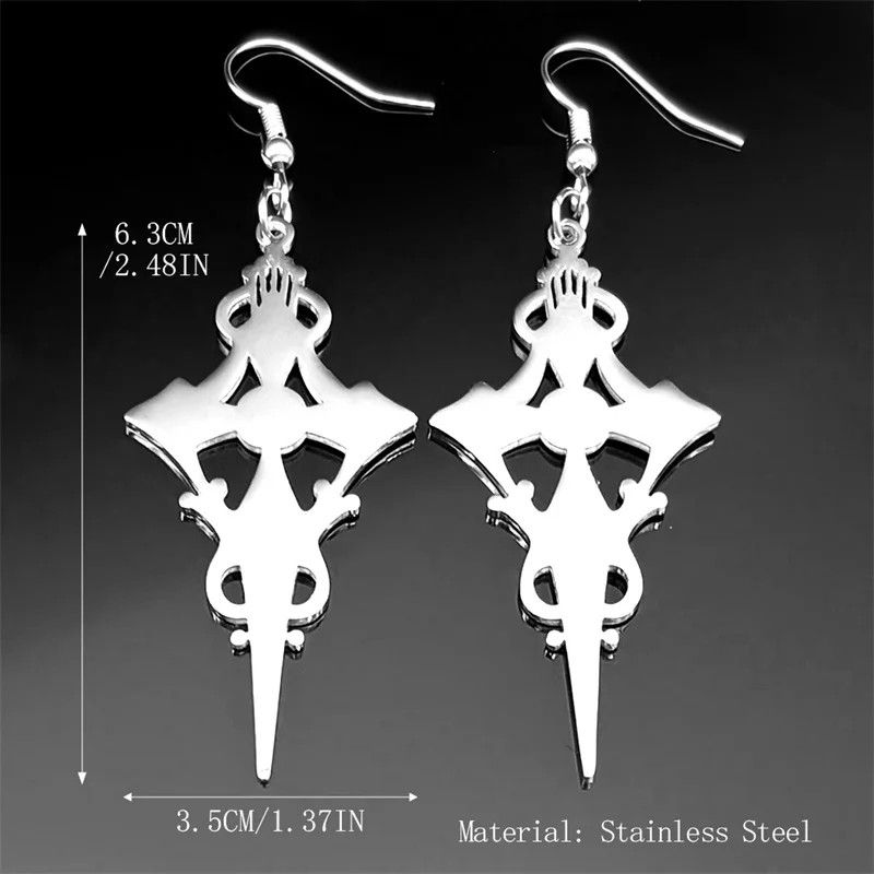 Jewelry Gothic Satan Cross Witch Drop Earrings Jewelry Gift Size ONE SIZE - 3 Thumbnail