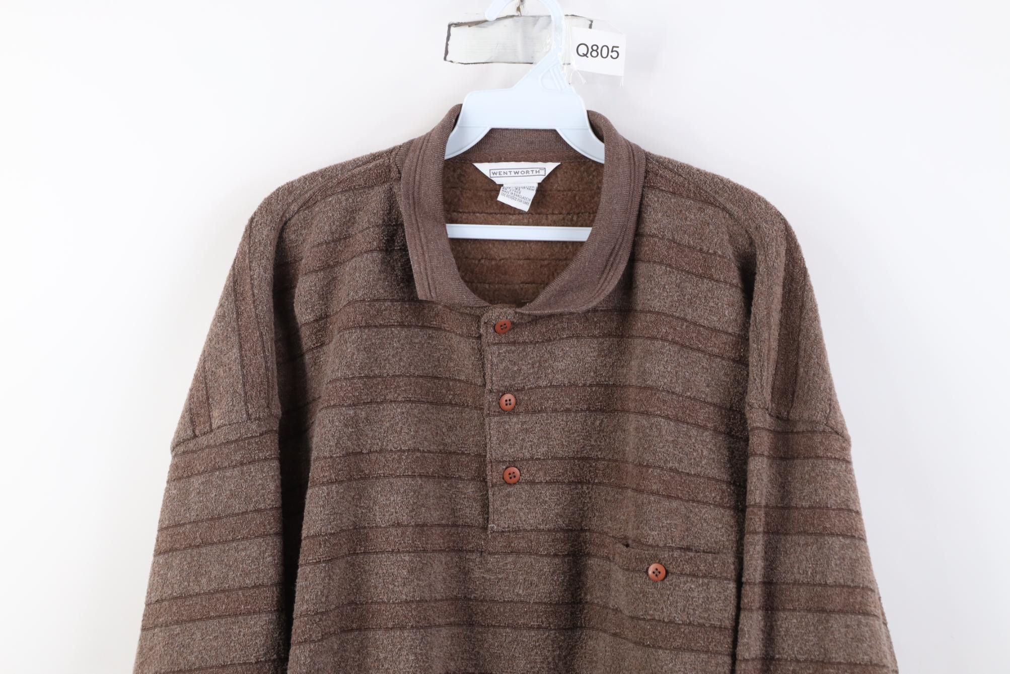 Vintage Vintage 90s Streetwear Fleece Collared Pullover Sweater Size US XL / EU 56 / 4 - 2 Thumbnail