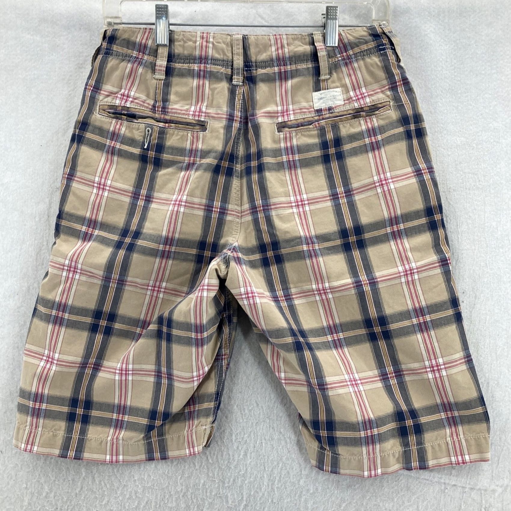American Eagle Outfitters American Eagle Outfitters Shorts Mens 28 Adult Brown Tan Plaid - Multicolor Cotton Knit Flat Front Chino Casual Relaxed Size 28 28in Inseam 10in Mens Size US 28 / EU 44 - 2 Thumbnail