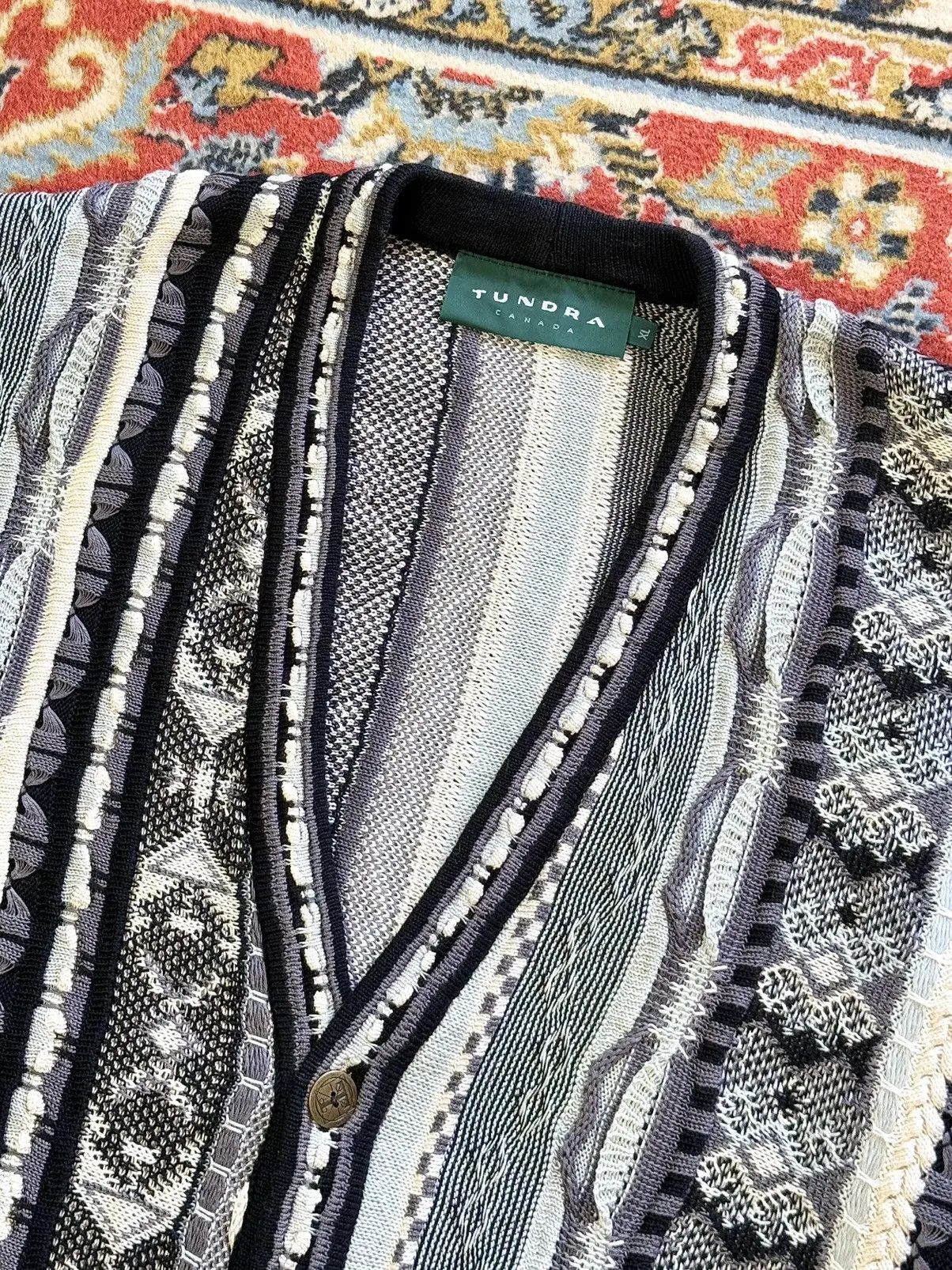 Tundra Canada × Vintage 90s Vintage Tundra 3D Knit Coogi Style Cardigan Size US XL / EU 56 / 4 - 12 Thumbnail