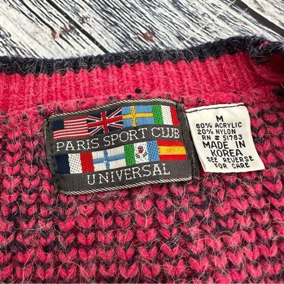Vintage Vintage 80’s Paris Sports Club Chunky Knit Pink Oversized Ca Size M / US 6-8 / IT 42-44 - 5 Thumbnail