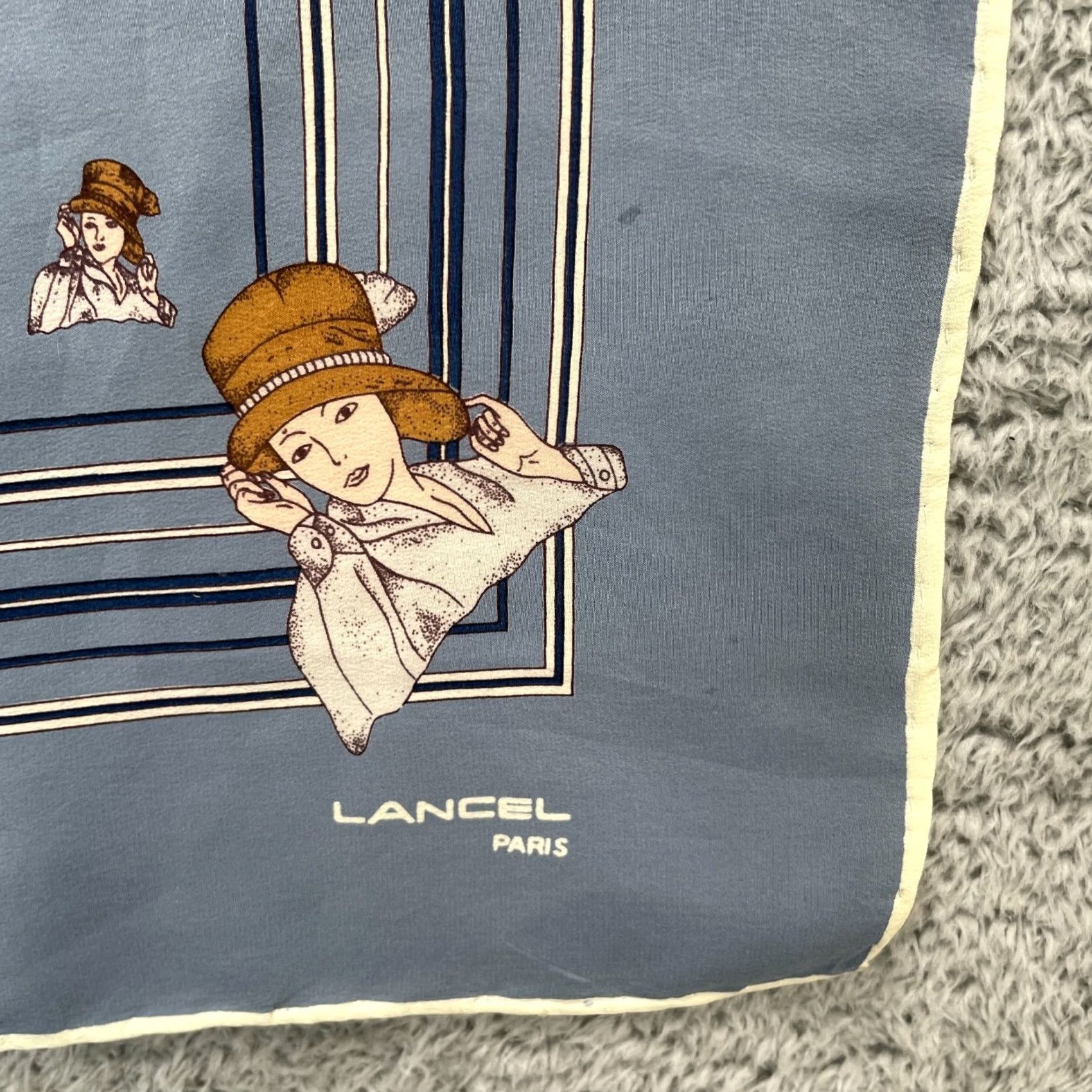 Lancel VINTAGE Lancel Paris Scarf 31x31in Blue Silk Square Women Size ONE SIZE - 8 Thumbnail
