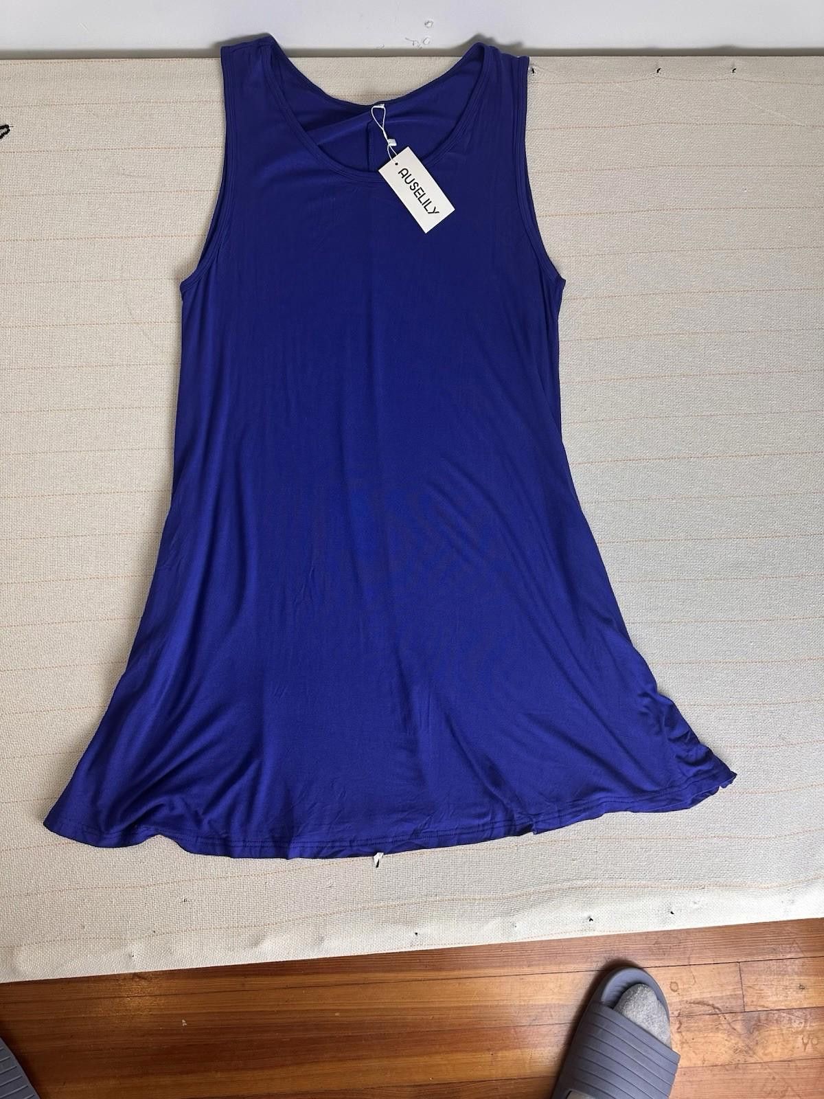 Designer Auselily Women's Sleeveless w Pockets Swing Dress Royal Size XXL / US 16-18 / IT 52-54 - 2 Thumbnail