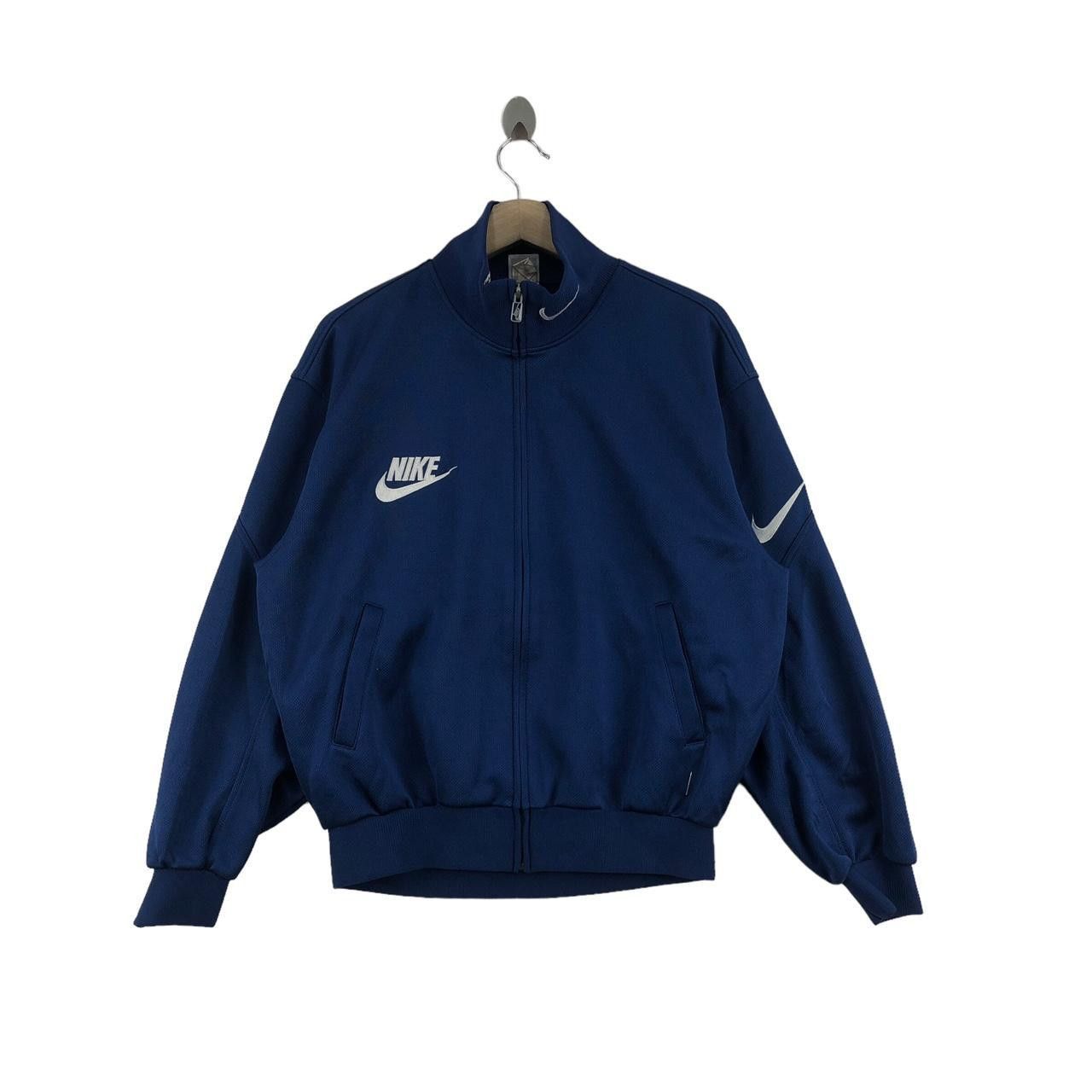 Vintage NIKE SWOOSH Logo Grey Tag Zipper Warm Sweater Jacket