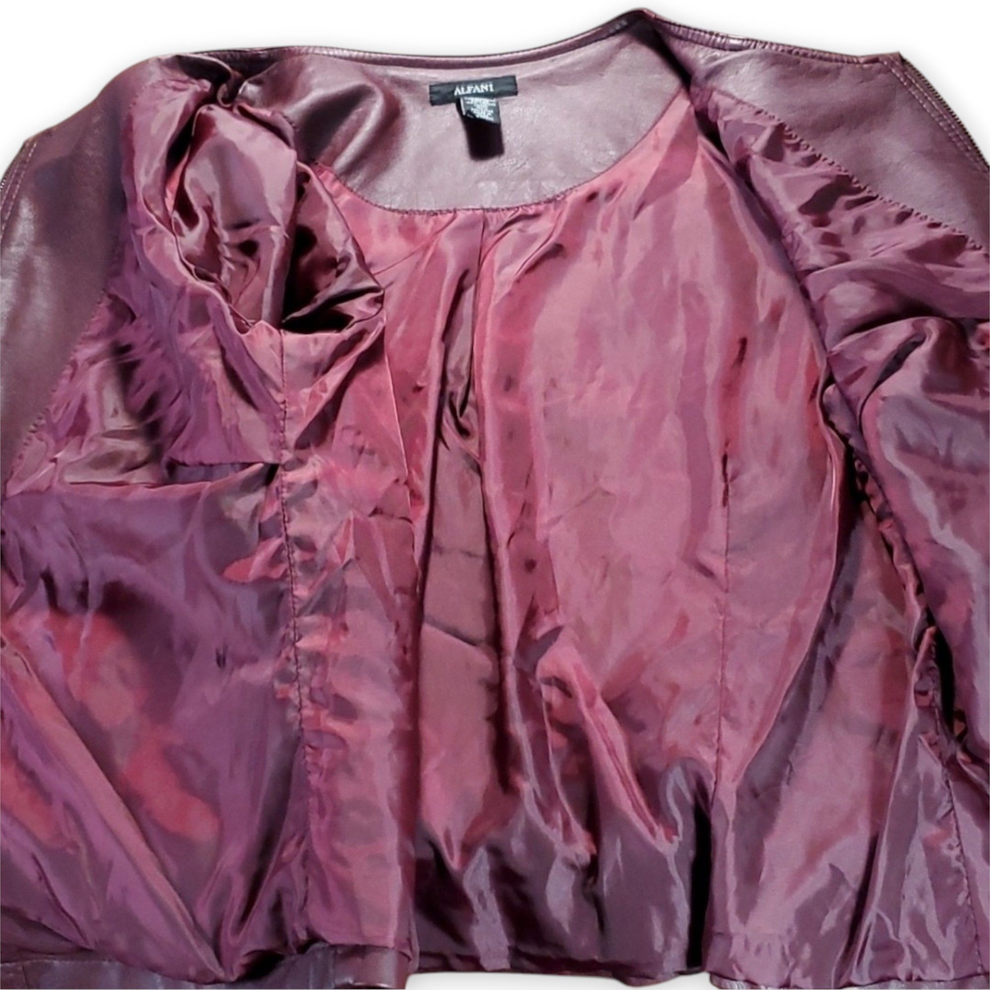 Alfani Alfani Size M NEW Moto Jacket Faux Leather Burgundy Quilted Size M / US 6-8 / IT 42-44 - 8 Thumbnail