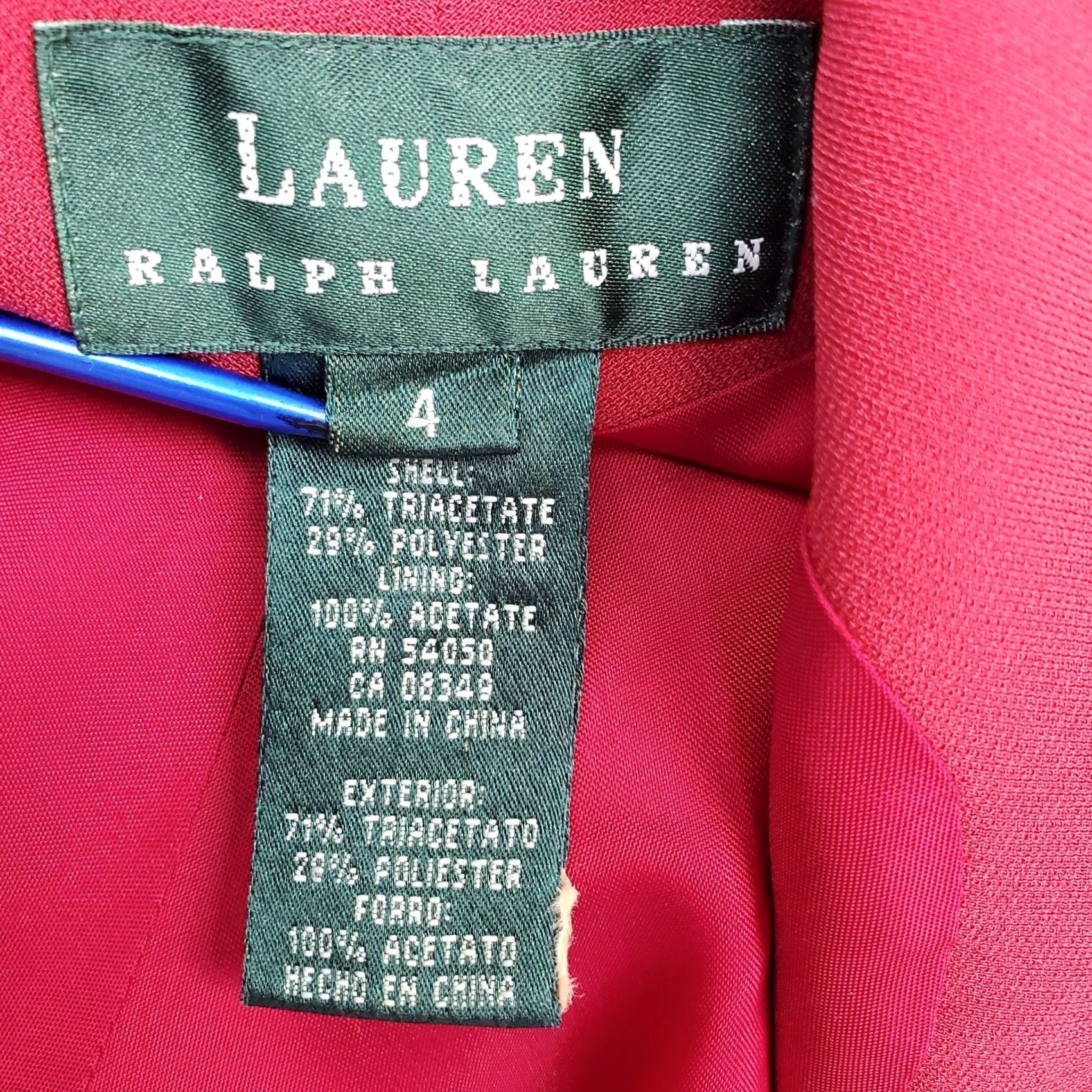 Ralph Lauren Lauren Ralph Lauren Womens 4 Red Summer Sleeveless Sheath Dress V-Neck Deep Neck, Wide Straps, Knee Length, Formal Sh Size S / US 4 / IT 40 - 4 Thumbnail