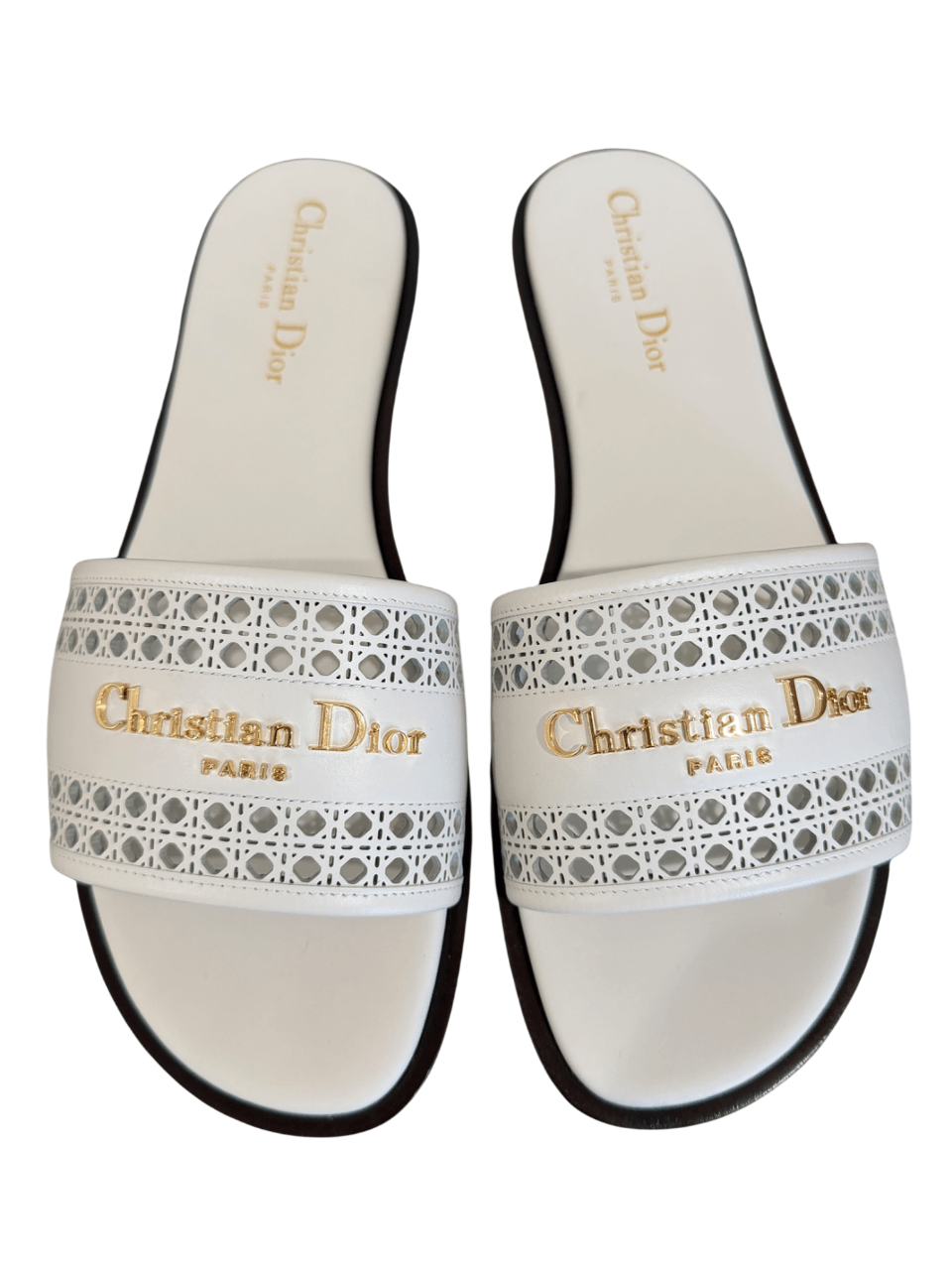 Dior D-Lane Dway Micro Cannage Leather Logo Slide Flat Sandal 39 Size US 9 / IT 39 - 1 Thumbnail