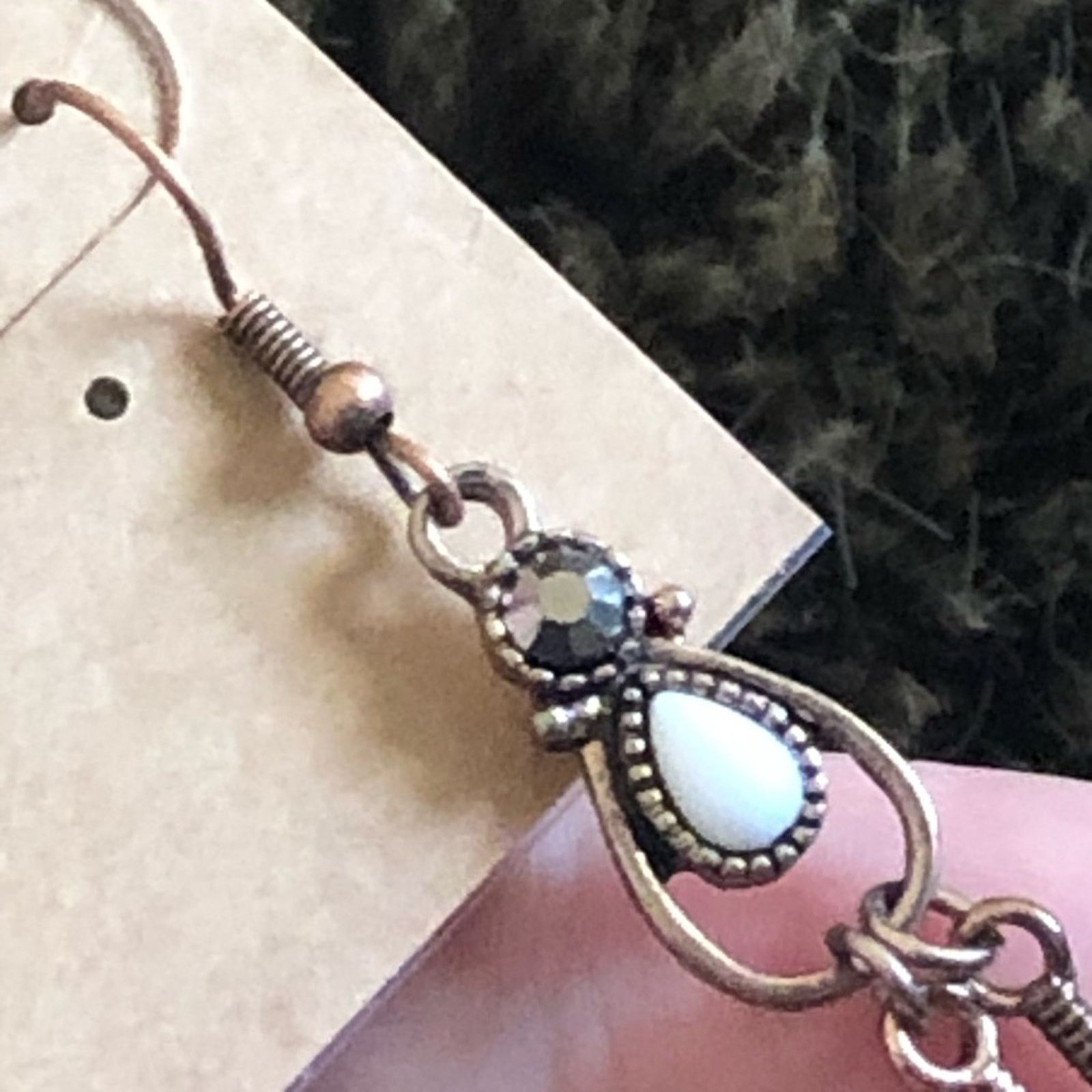 Vintage Vintage copper feather stone dangle earrings Size ONE SIZE - 5 Thumbnail