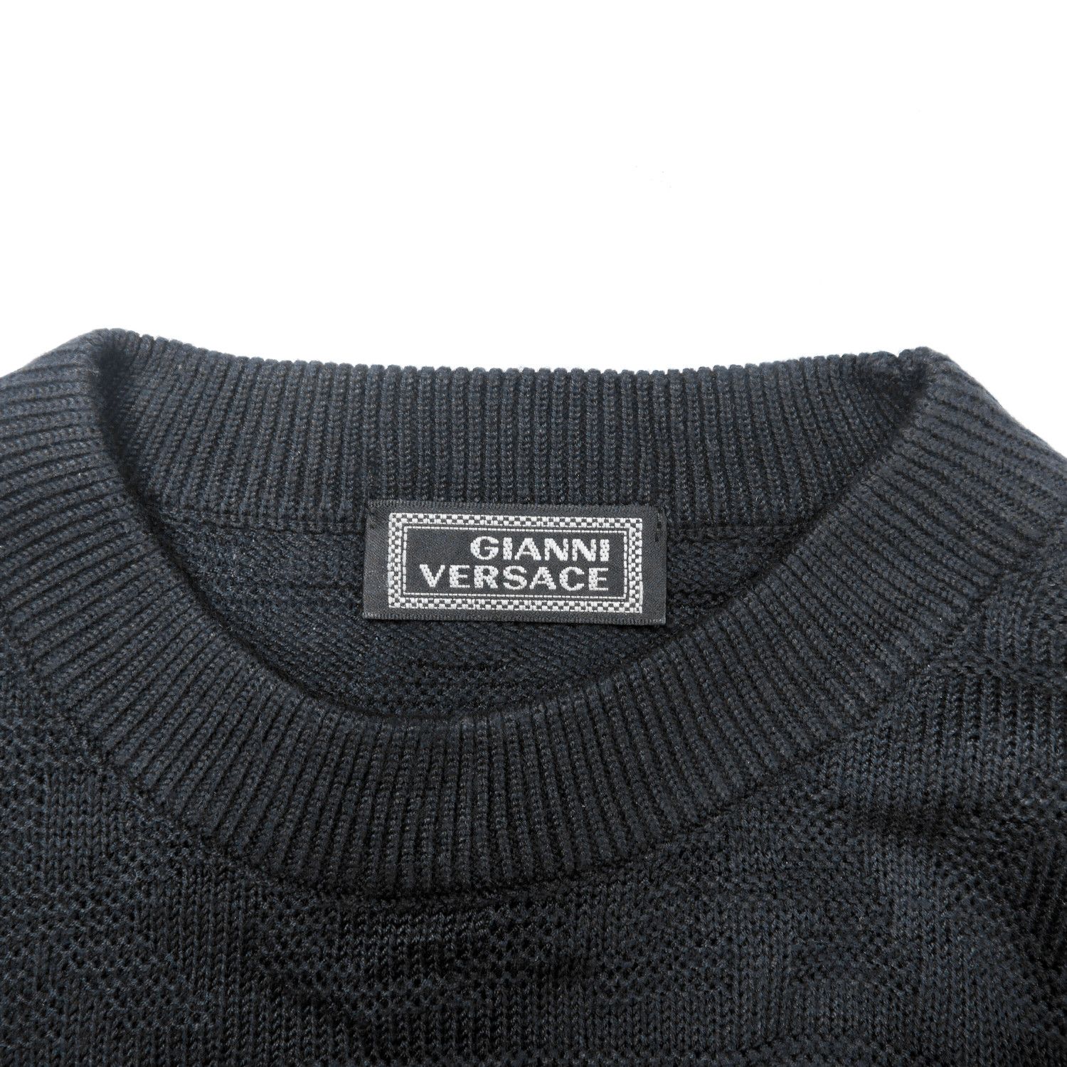Versace BIG SPELL LOGO MONOGRAM LONG-SLEEVED KNIT SWEATER Size US M / EU 48-50 / 2 - 3 Thumbnail