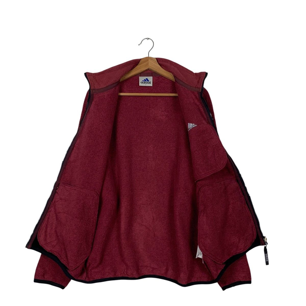 Adidas 90’s ADIDAS Embroidery Logo Maroon Fleece Jacket #2091-C91 Size US L / EU 52-54 / 3 - 11 Thumbnail