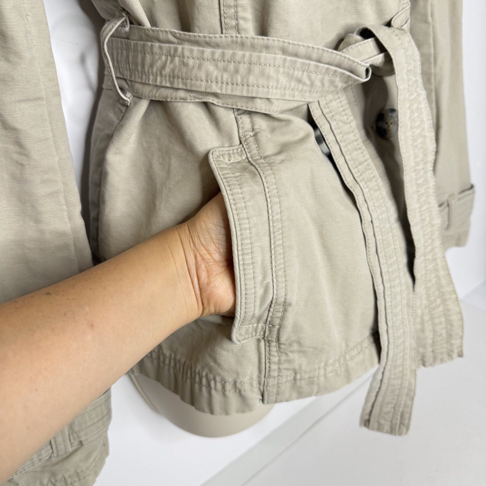 Aeropostale Aeropostale Women Beige Jacket M Belt Tie Double Breasted Size M / US 6-8 / IT 42-44 - 5 Thumbnail