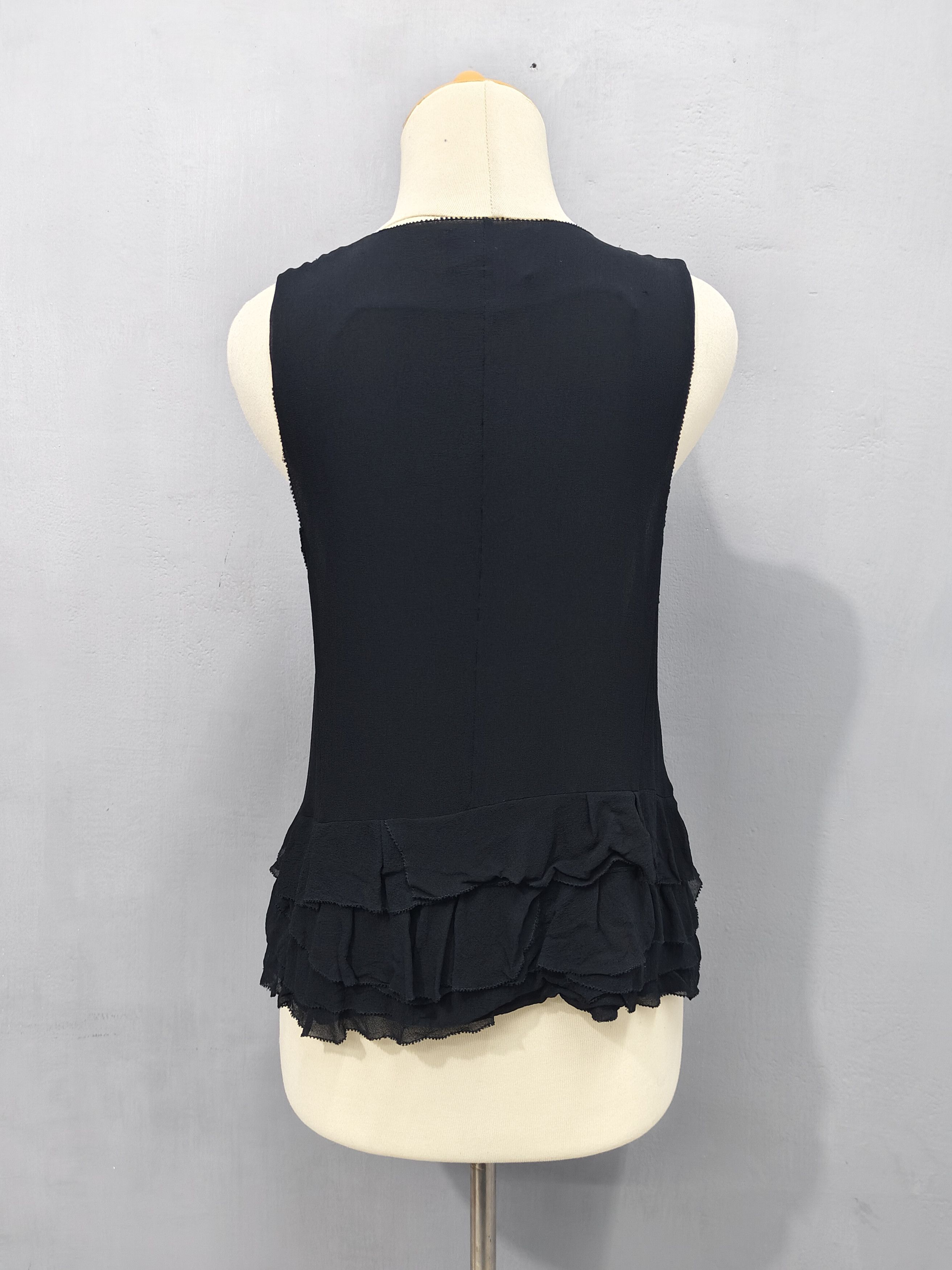Japanese Brand Made in Heaven- Gothic Silk Deep V Ruffle Hem Vest Size M / US 6-8 / IT 42-44 - 4 Thumbnail