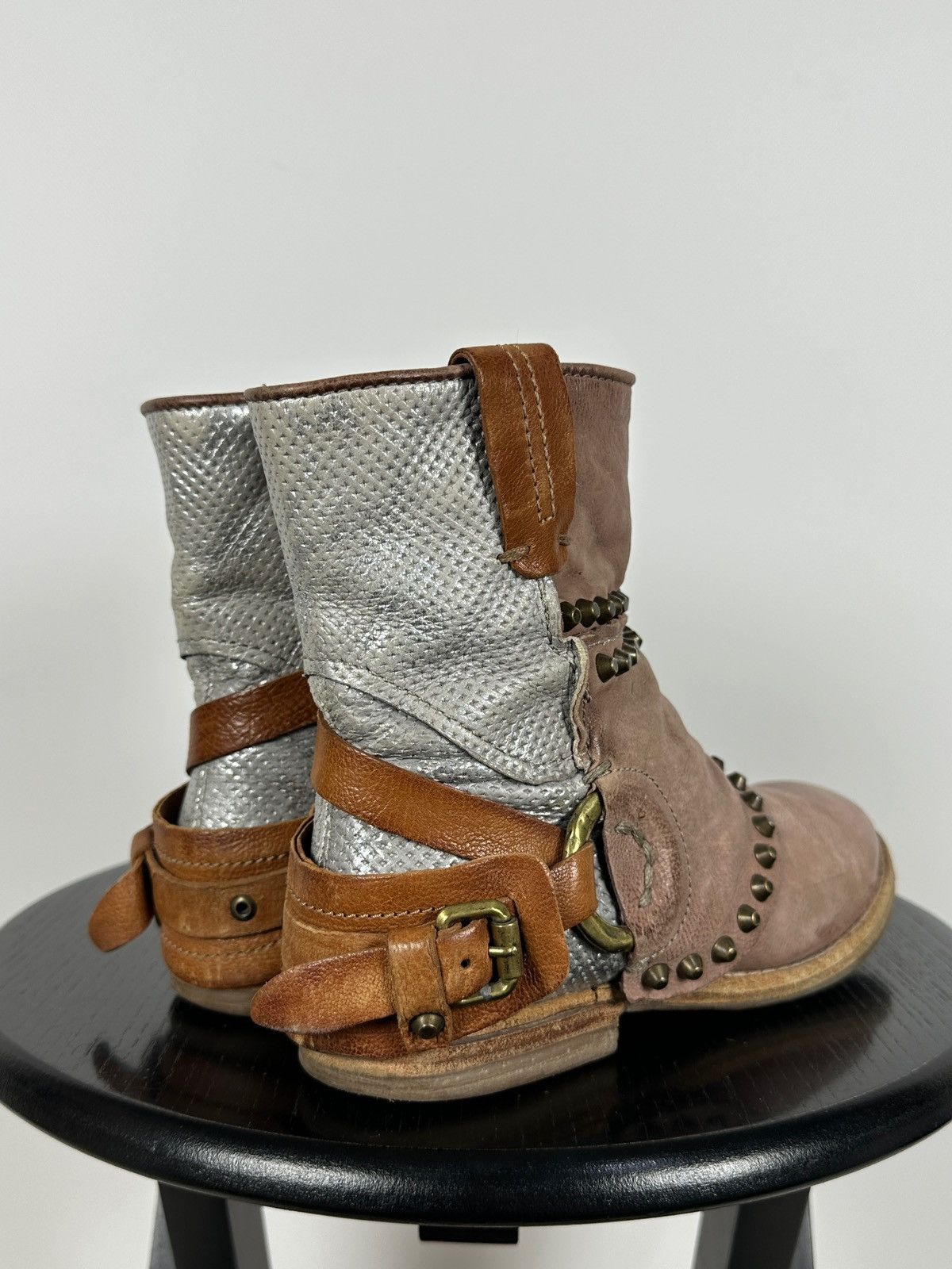 A.S.98 A.S.98. Leather Biker Ankle Studded Buckle Strap Boots Size US 6 / IT 36 - 3 Thumbnail