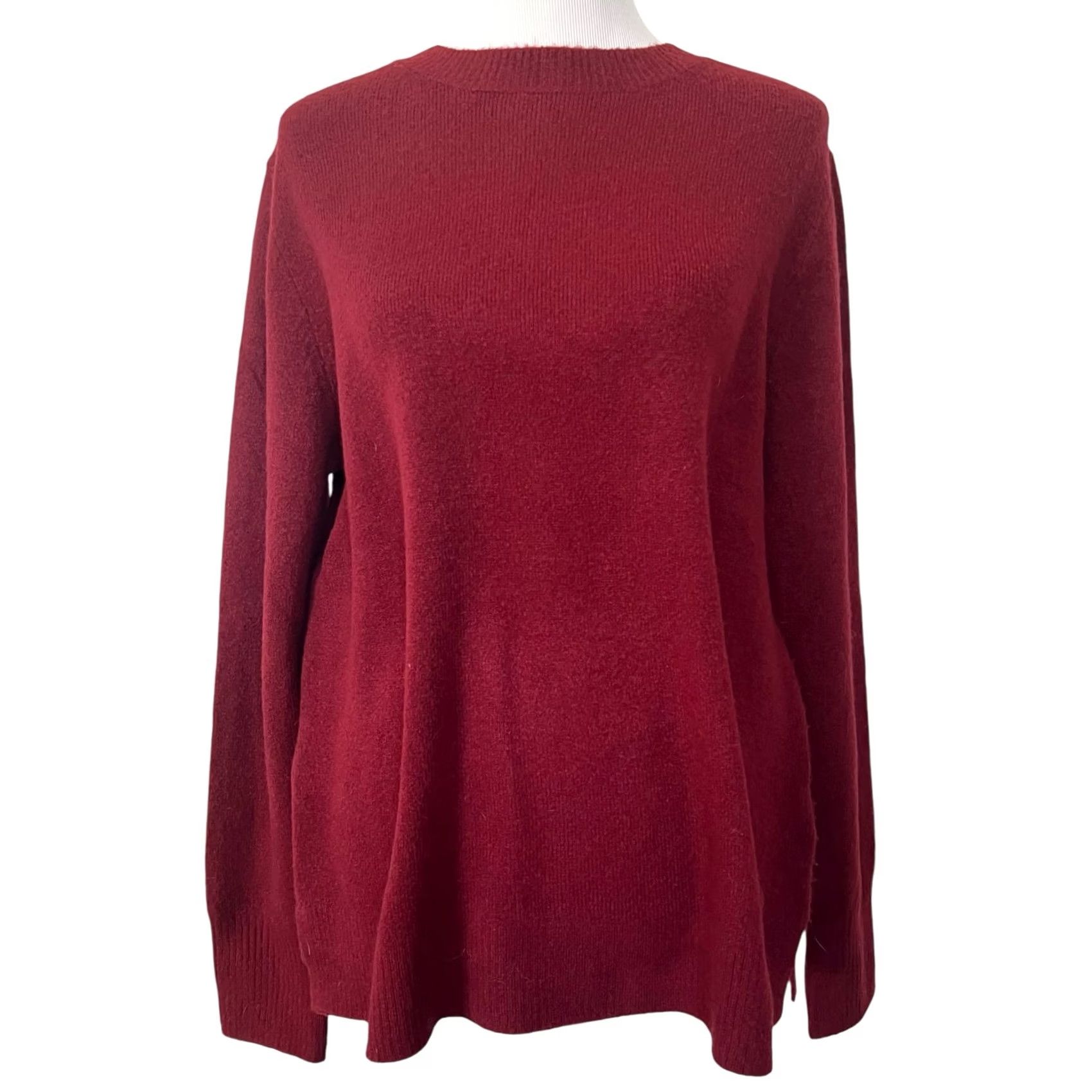 J.Crew J.Crew Factory Women’s Sweater Crewneck Dark Red Pullover Sz L Size L / US 10 / IT 46 - 2 Thumbnail