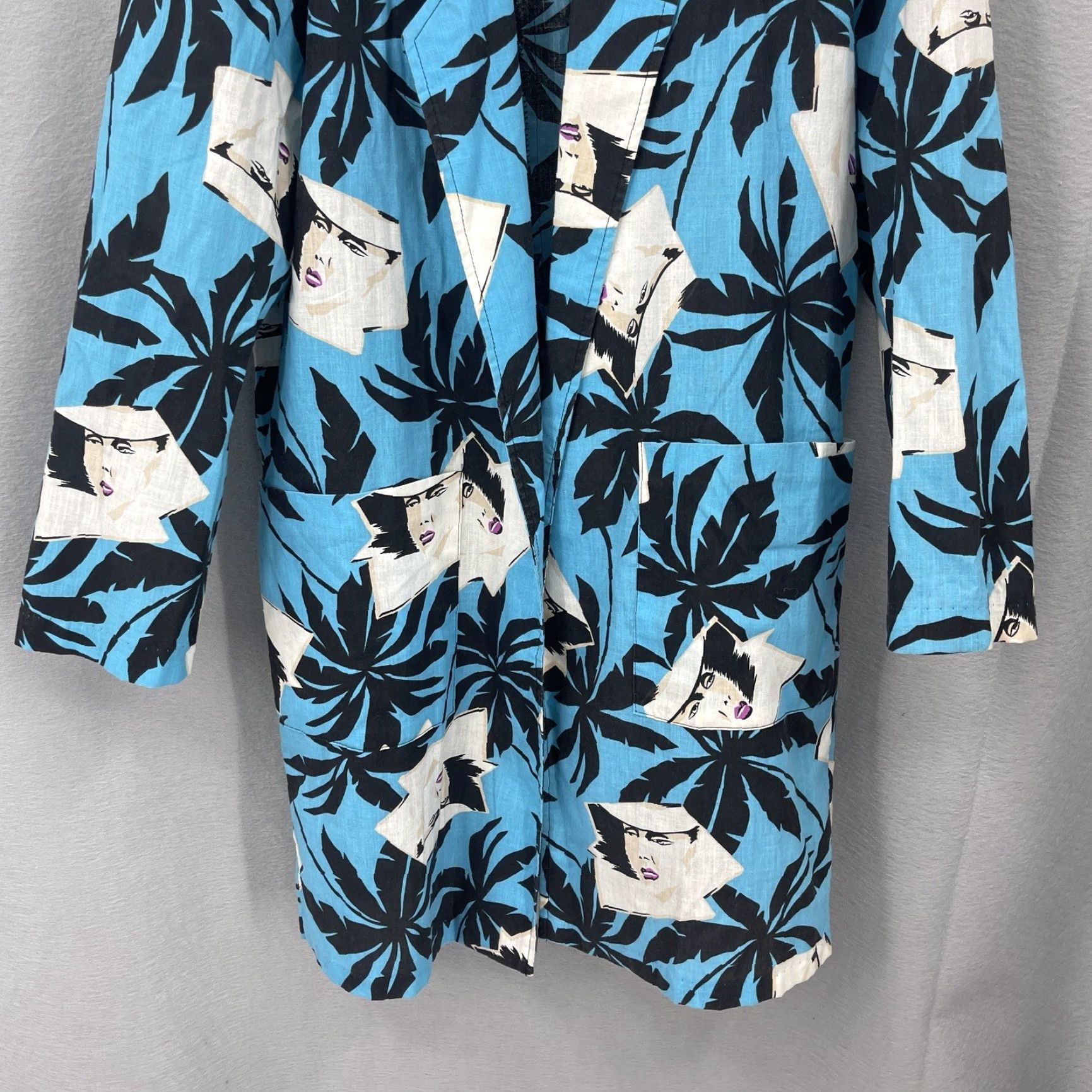 Vintage VINTAGE 90s Kimono Blouse Women Medium Blue Geometric Logo 80s Casual Women's Top Size M / US 6-8 / IT 42-44 - 3 Thumbnail
