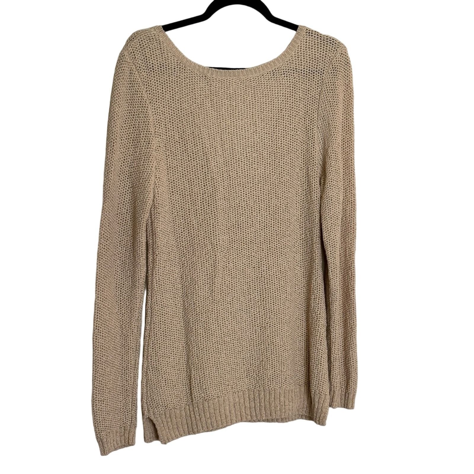 Boston Proper Boston Proper Cotton Knit V-Neck Sweater Tan Size M Size M / US 6-8 / IT 42-44 - 2 Thumbnail