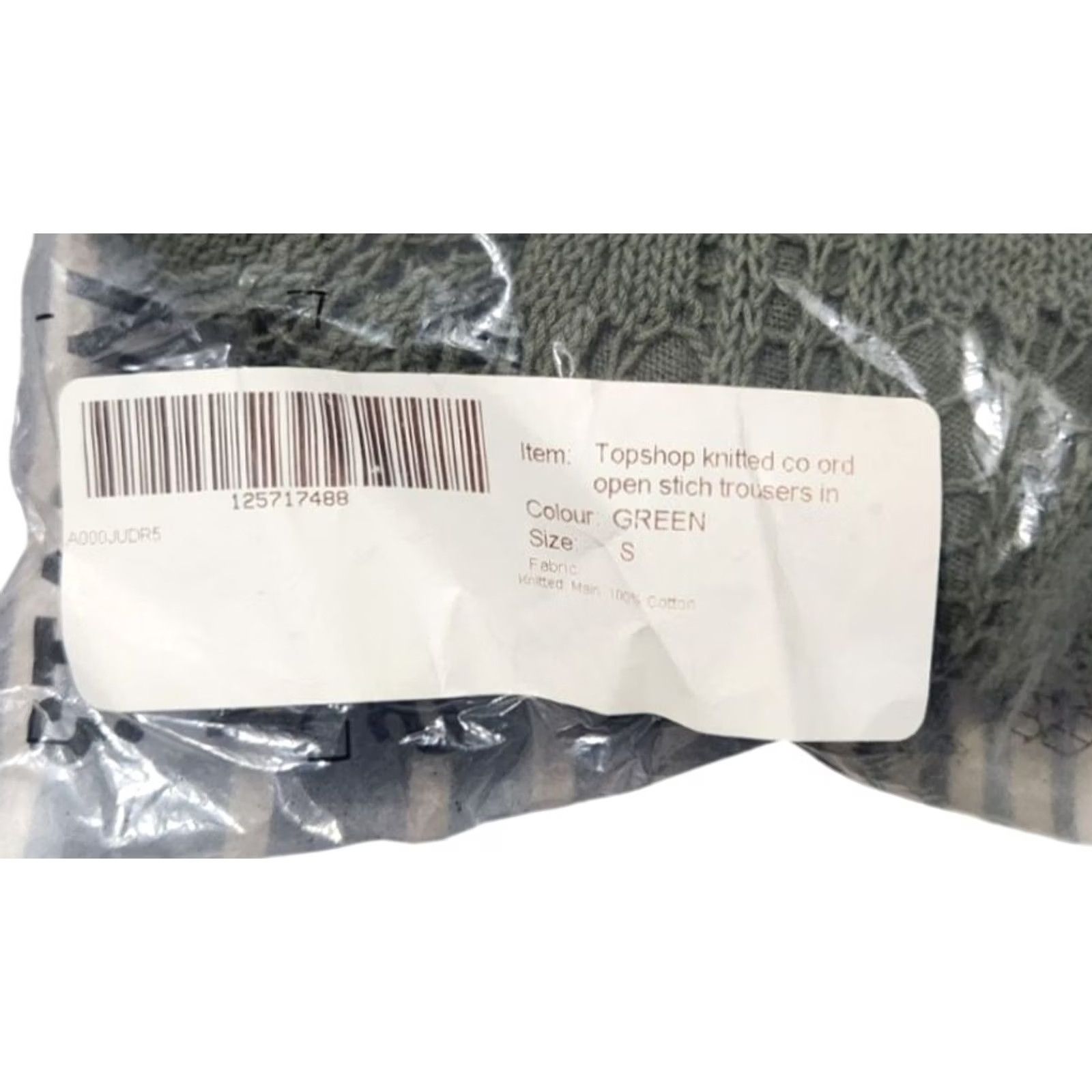 Topshop Topshop ASOS Womens S Knitted Open Stitch Trouser Pants Pull On Green Cotton Pants Knit Size 28" / US 6 / IT 42 - 5 Thumbnail