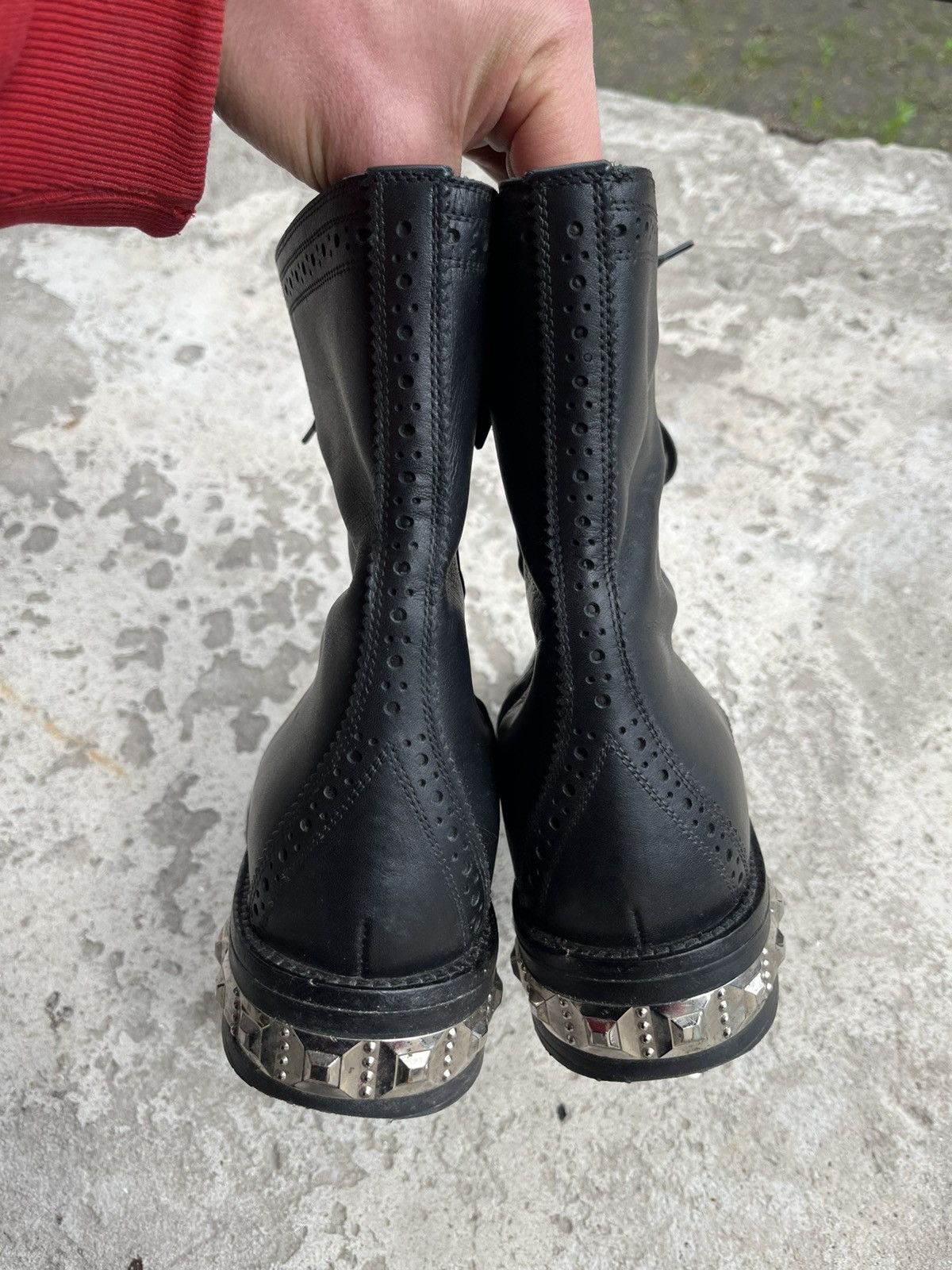 Prada MIU MIU Leather Studded Heels Combat Boots Y2K Shoes Size US 8 / IT 38 - 10 Thumbnail