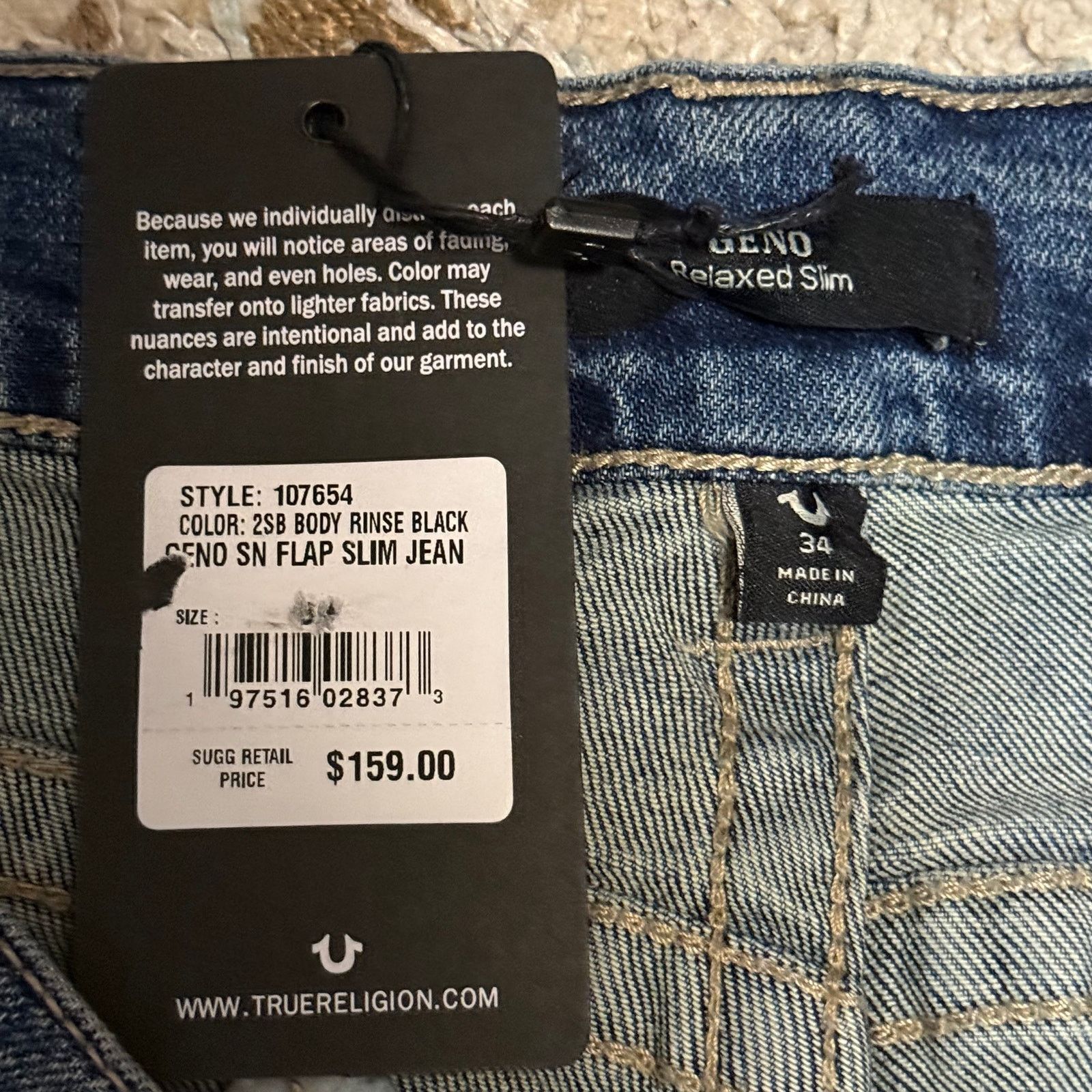 True Religion NWT True Religion Mens Geno Relaxed Slim Jeans Size 34 Y2K Size US 34 / EU 50 - 4 Thumbnail