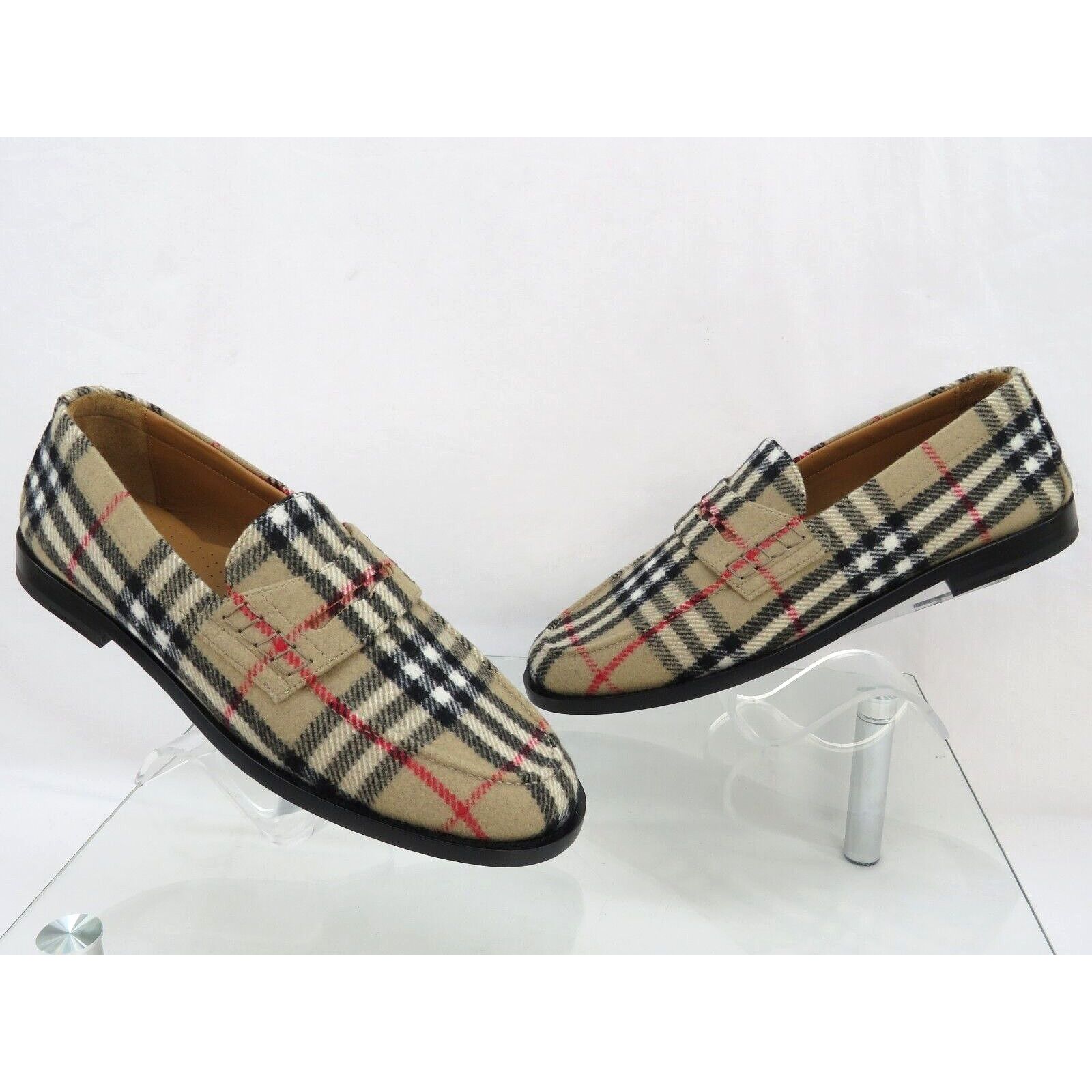Burberry HACKNEY BEIGE CHECK WOOL PENNY LOAFERS 43 US 10 ITALY Size US 10 / EU 43 - 4 Thumbnail