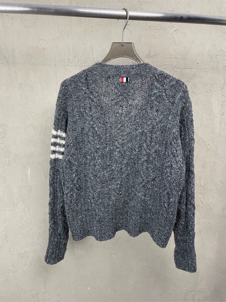 Thom Browne Thom browne Gray four-striped wool Mohai cardigan sweater 2 Size US S / EU 44-46 / 1 - 2 Thumbnail