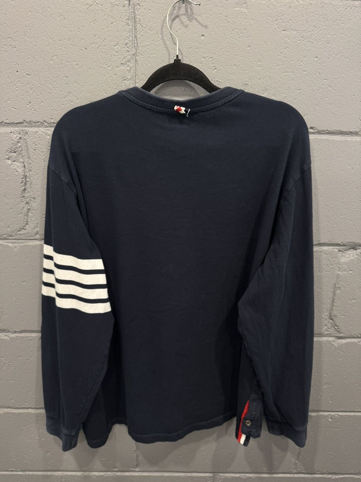 Thom Browne Thom Browne Navy Milano Cotton 4-Bar Long Sleeve Size US L / EU 52-54 / 3 - 6 Thumbnail