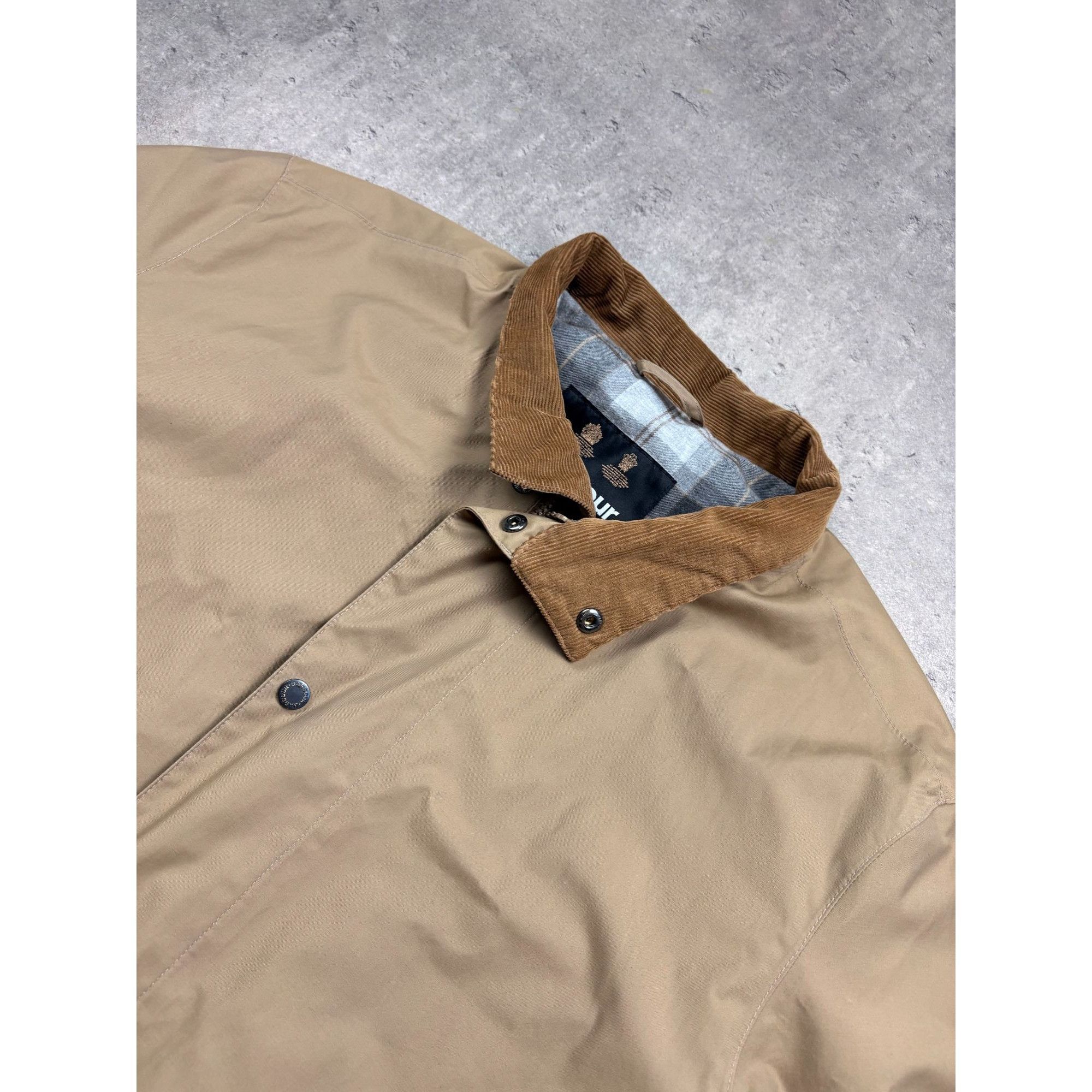 Barbour Barbour Mens Beige Waxed Cotton Jacket W/ Corduroy Collar & Size US XXL / EU 58 / 5 - 4 Thumbnail